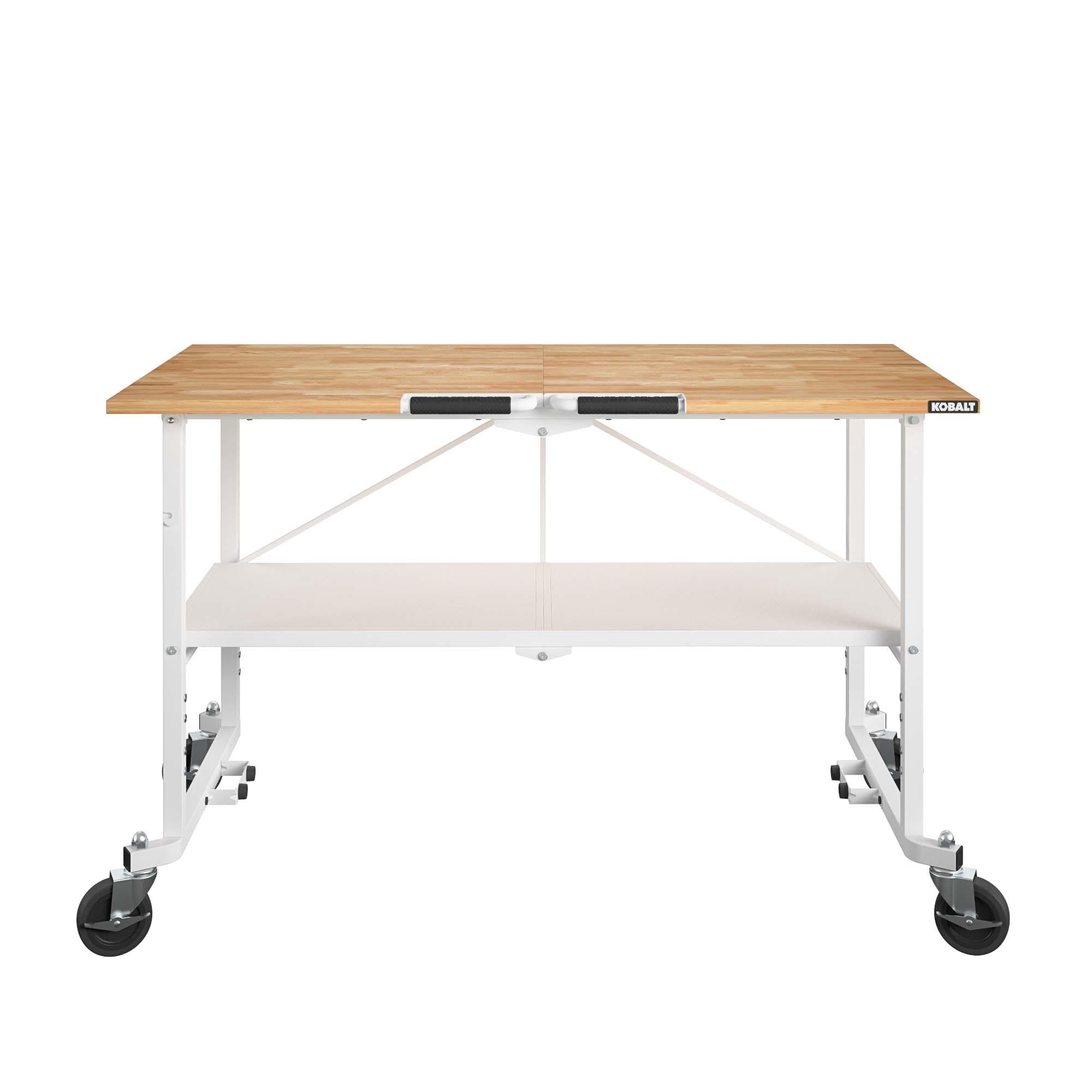 24-in L x 34-in H Rolling White Wood Portable Work Bench | - Kobalt 66765KWT1E