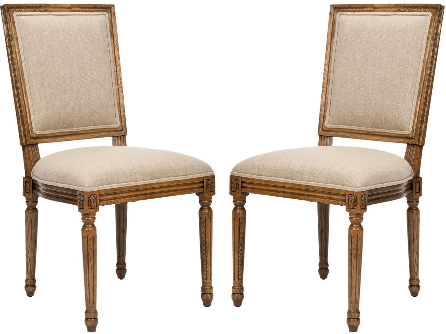 Safavieh MCR4516A-SET2 2 Ashton Rustic Sand Linen Accent Chair