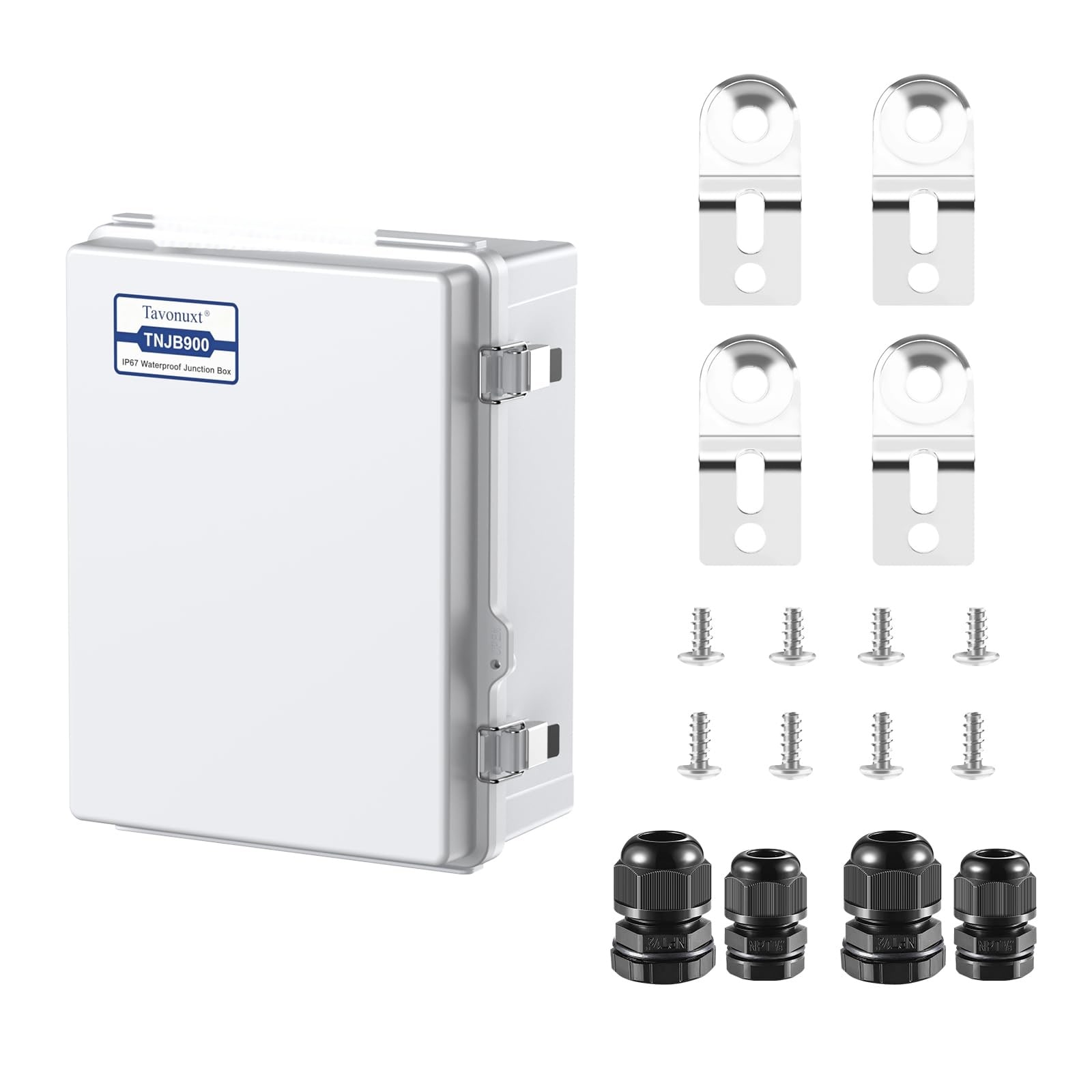 Anqtovp IP67 Waterproof Electrical Junction Box with Grey Cover Hinged ...