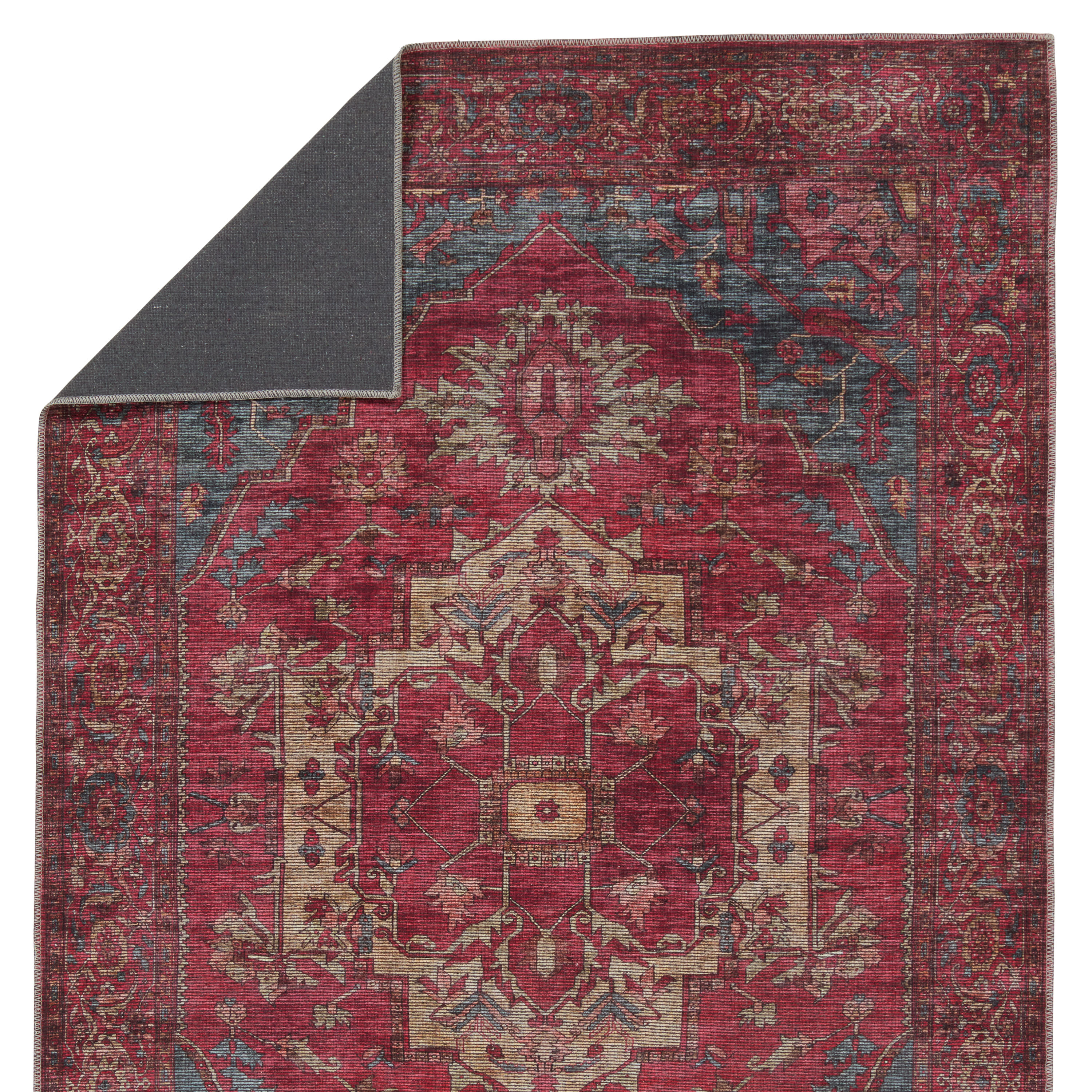 Gloria Vintage Medallion 7'10"x10' Red Cotton Blend Area Rug