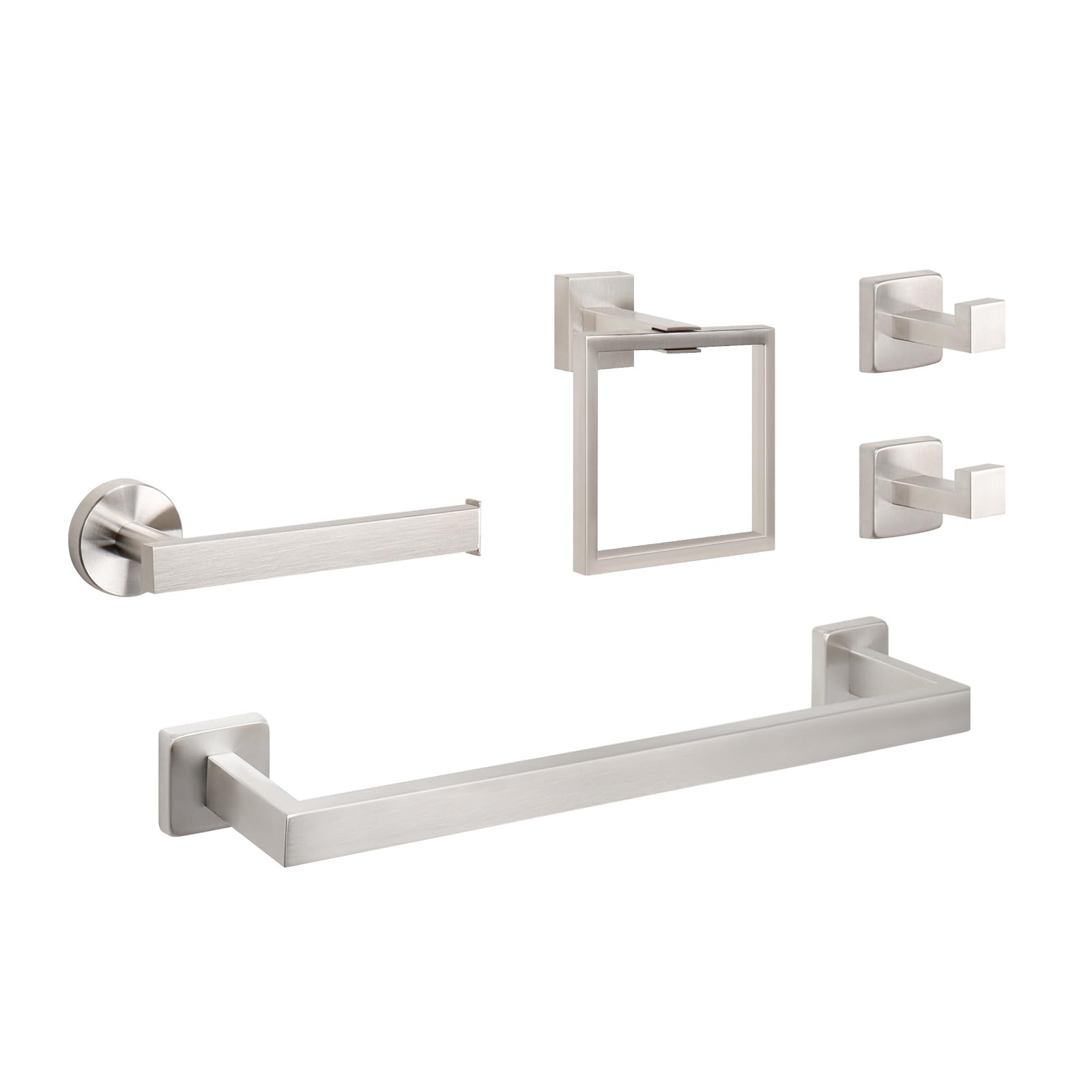 Lovav - Brushed Nickel  5 Piece Bathroom Hardware Set 304 Stainless Steel Towel Rack Towel Ring T...