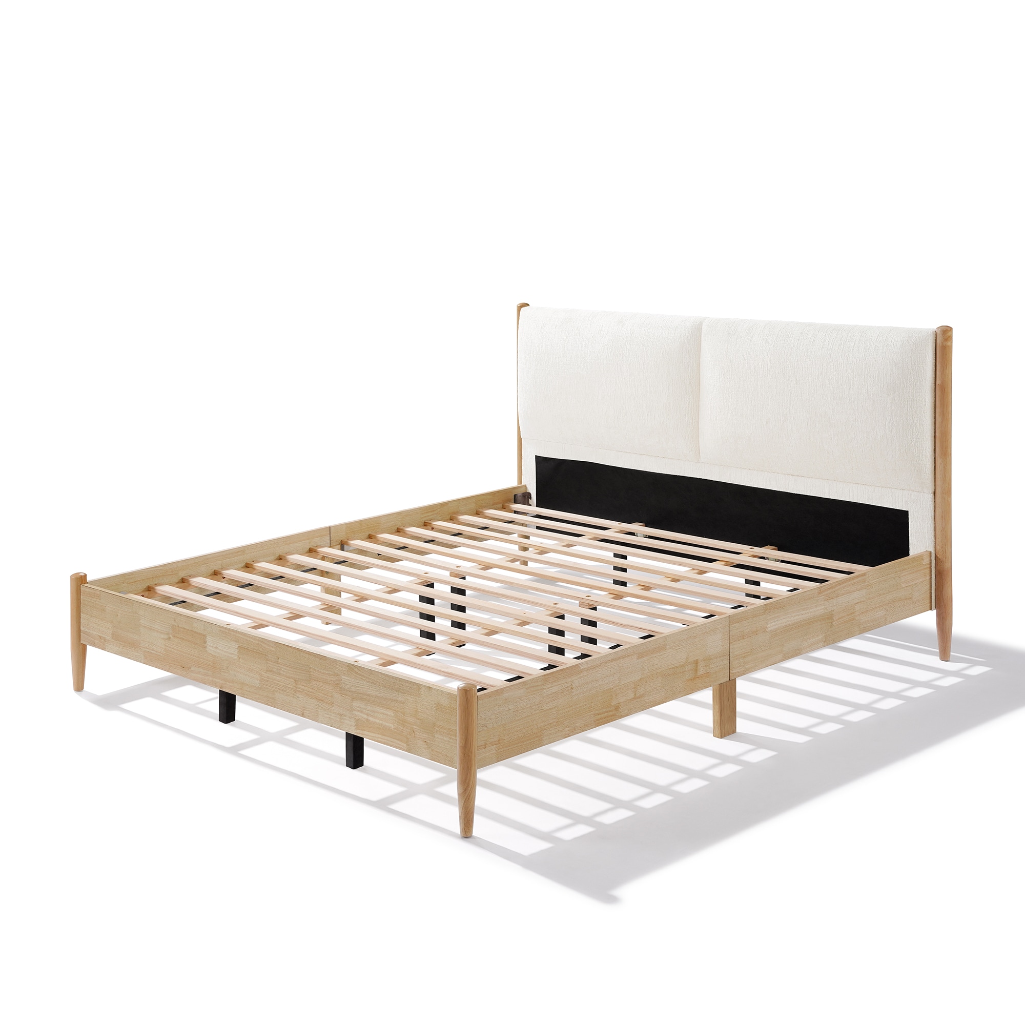 Christopher Knight Home King Natural wood Bed Frame with White Cozy ...