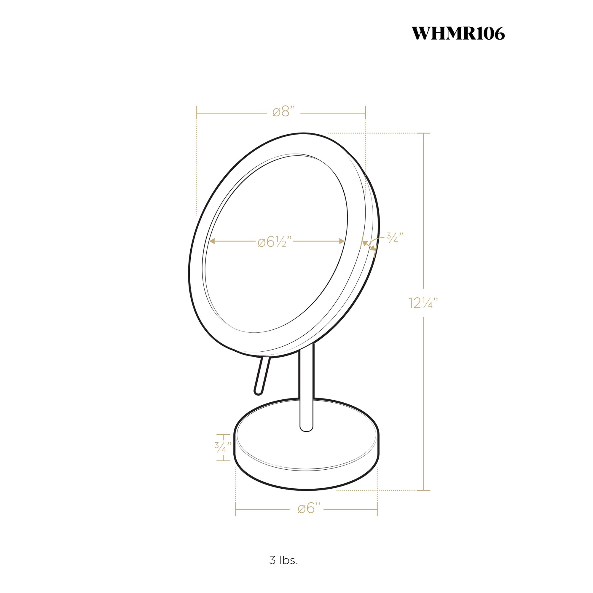Whitehaus Collection WHMR106-BN Makeup-Mirrors - View #3