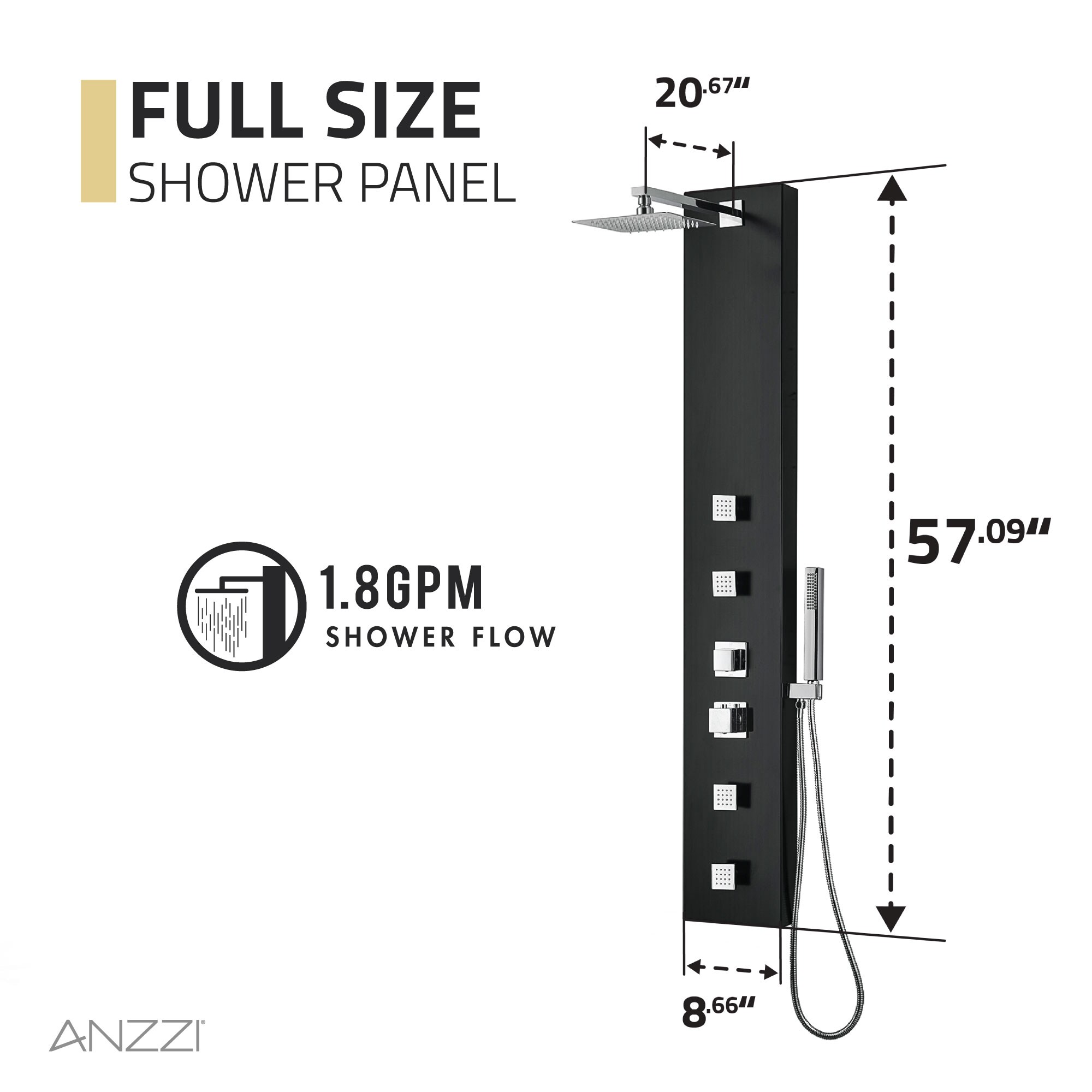 ANZZI SP-AZ012MB Showerhead-Bar-Panels - View #6