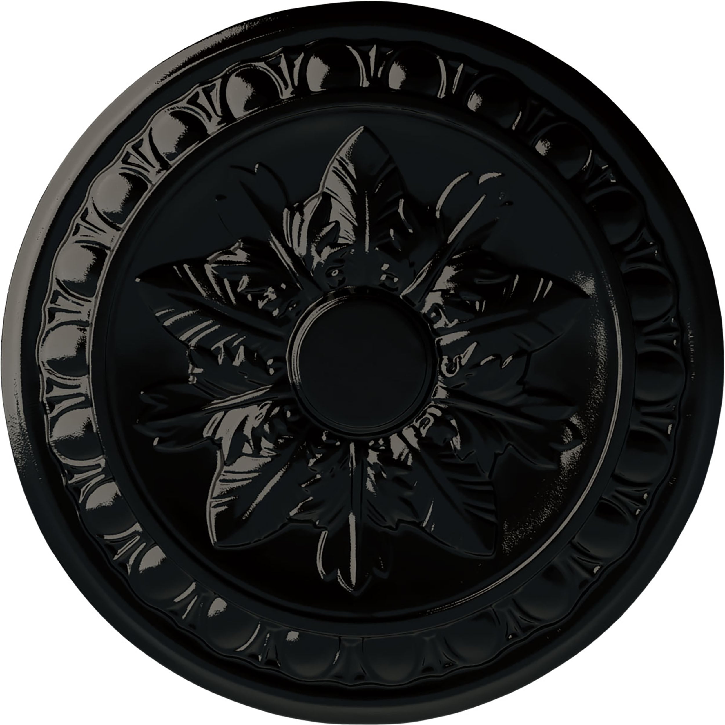 Ekena Millwork CM17EXBPS Exeter 17.75-in W x 17.75-in L Painted Black Pearl Polyurethane Whole Ceiling Medallion
