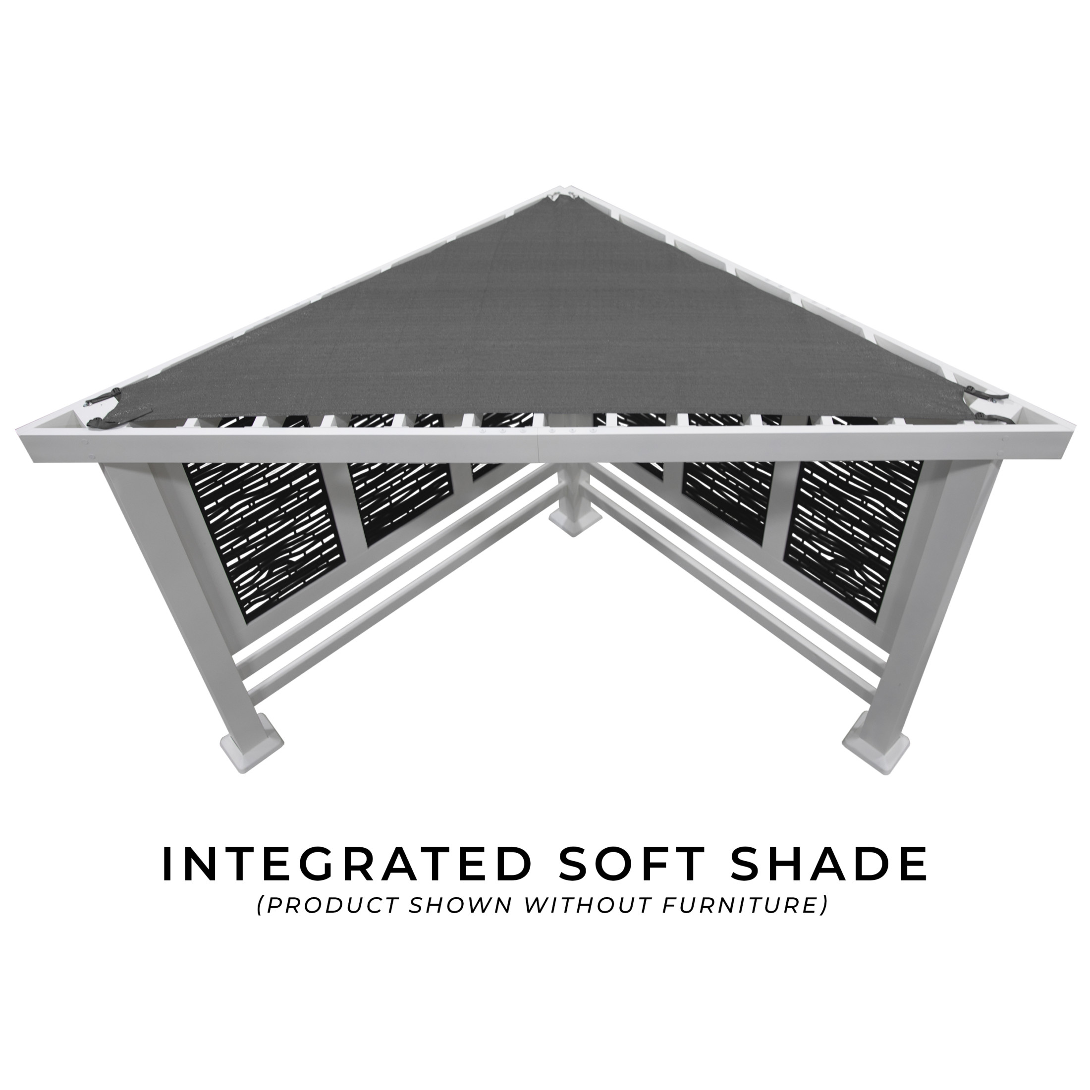 Ridgedale White Metal Cabana Pergola with Terracotta Seating