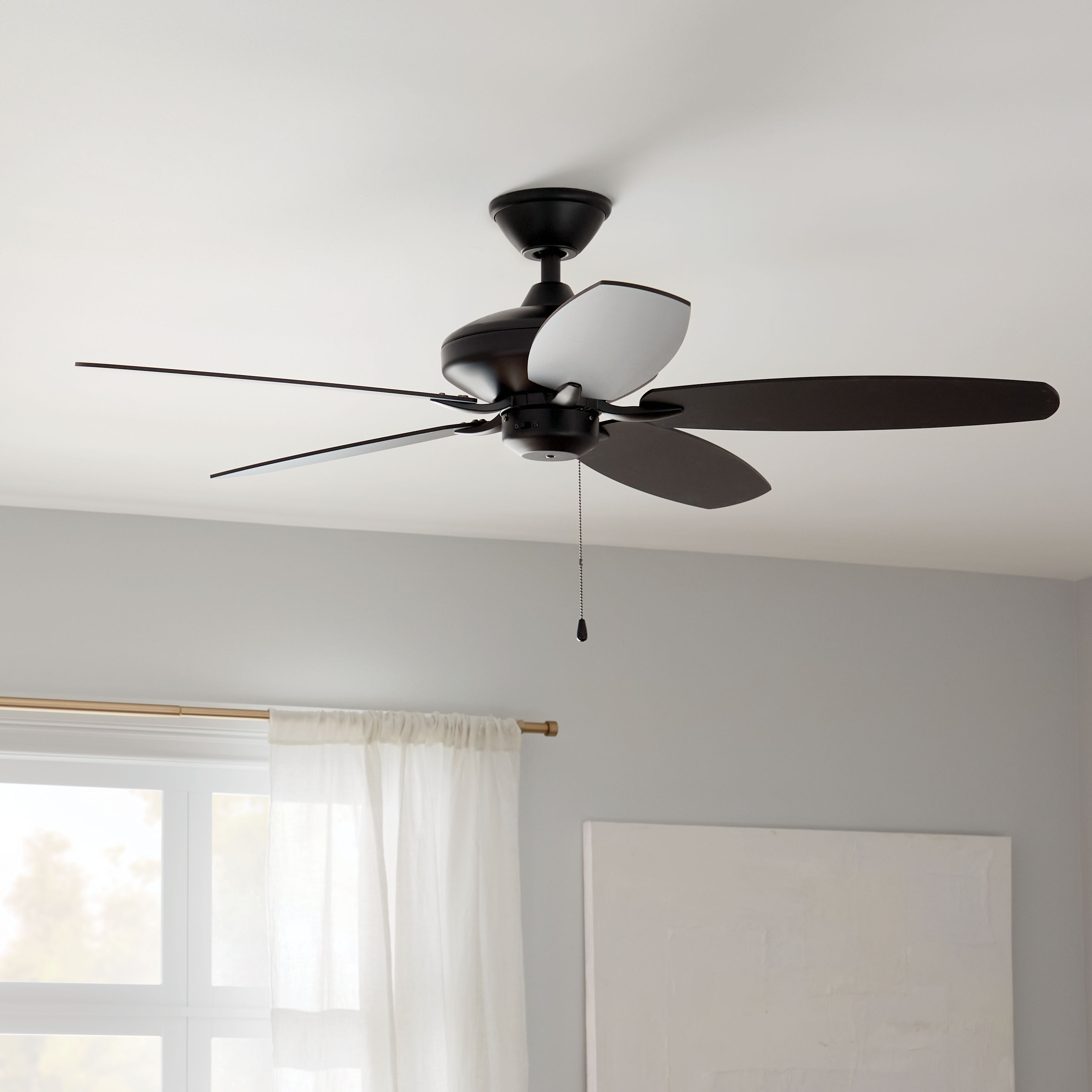 Kichler Renew 52-in Satin Black Indoor Downrod or Flush Mount Ceiling ...