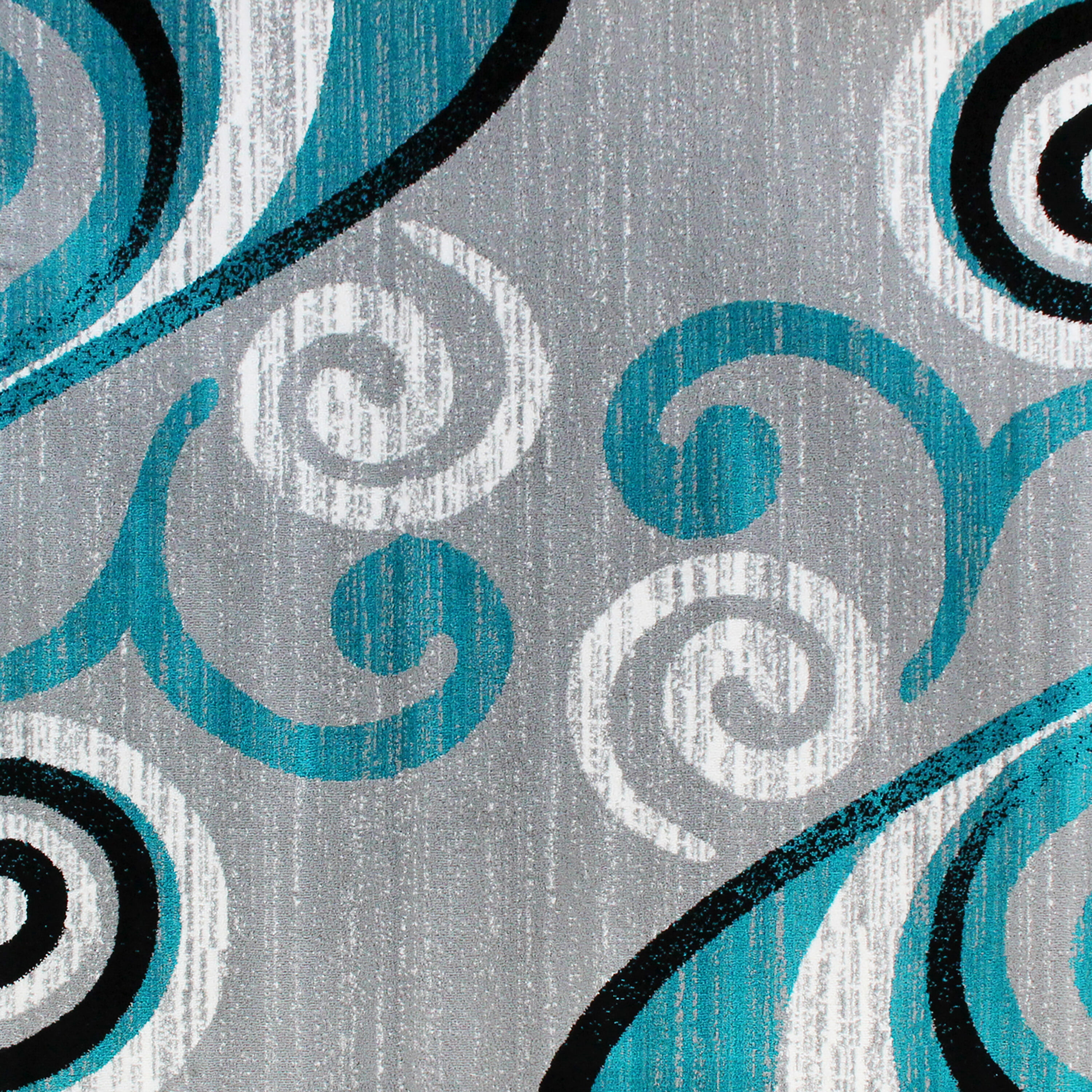 Turquoise and Gray Abstract Pattern 5' x 7' Synthetic Area Rug