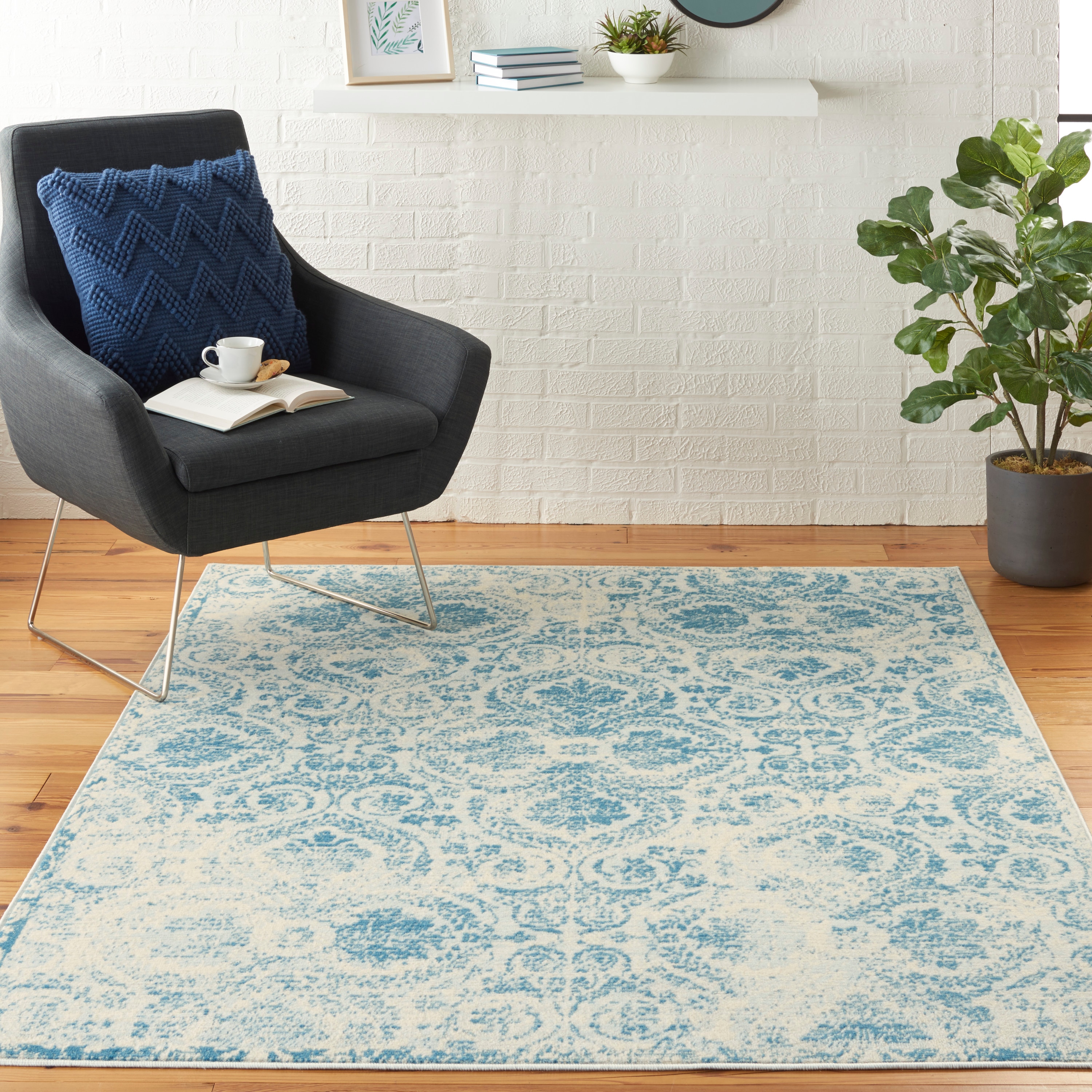 Jubilant Abstract Blue 4' store x 6' Area Rug, Easy Cleaning, Non Shedding