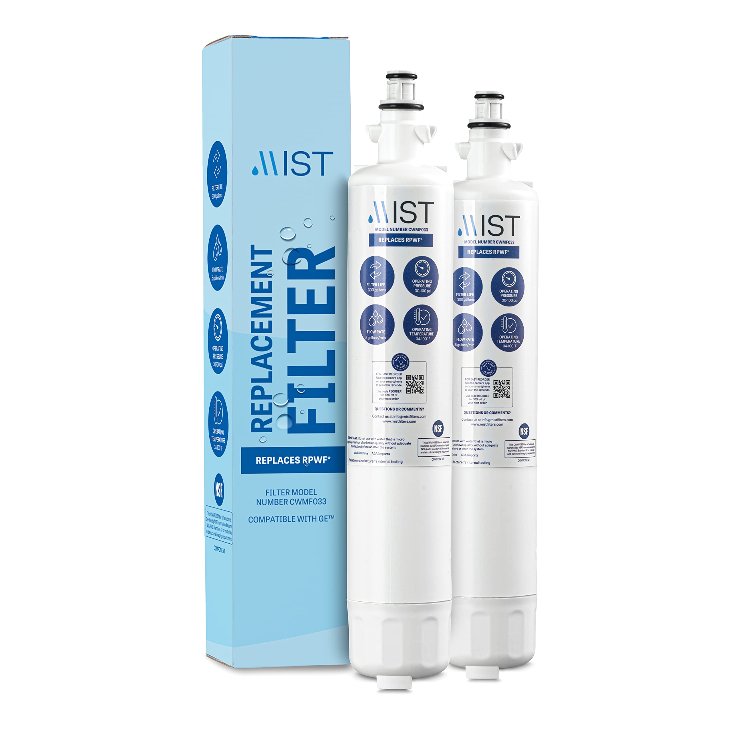 Mist CWMF233 Twist-in Refrigerator Water Filter RPWF 2 -Pack