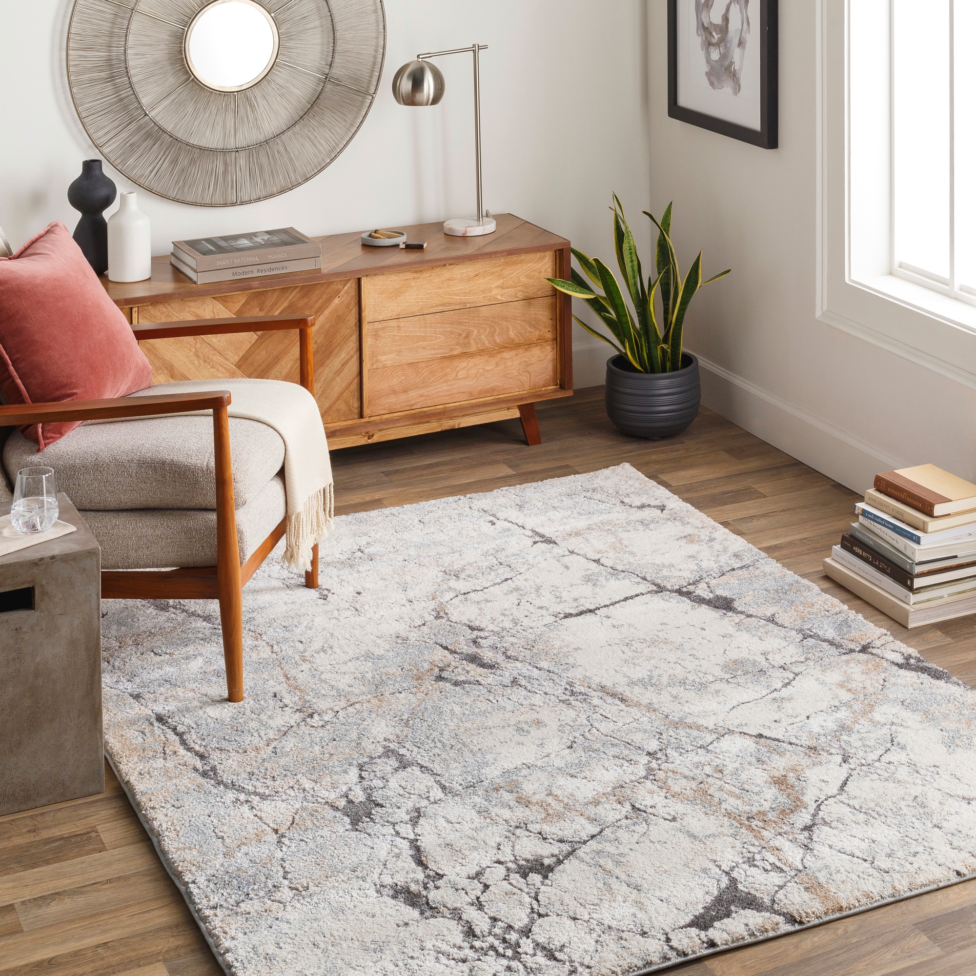 Surya TUS2314-6796 7 x 9 (ft) Polypropylene Gray Rectangular Indoor Abstract Area rug