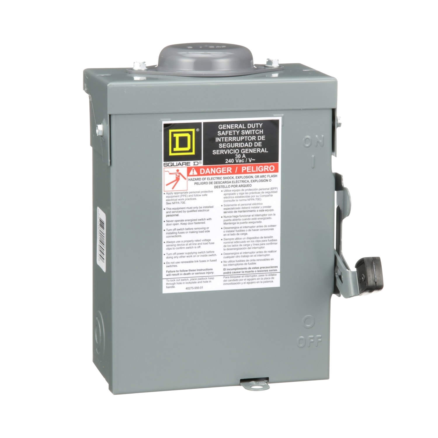 Square D 30 Amp 3-phase (480V/277V) Fusible Outdoor General-duty Safety switch Disconnect #D211NRBCP