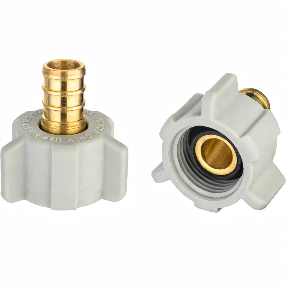 Numhew 1/2 x 1/2 Inch Lead-Free Brass Swivel Adapter Crimp Fittings Gold - 2 Pack