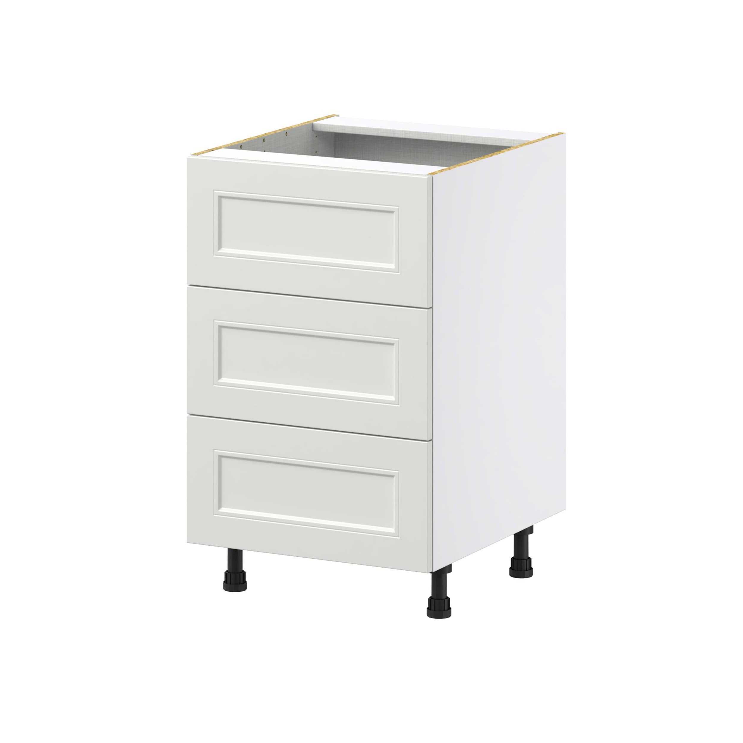 Hugo&Borg Belcourt 12-in W x 34.5-in H x 21-in D Gray Painted 3-Drawer Base Fully Assembled Cabinet (Recessed Panel Style)