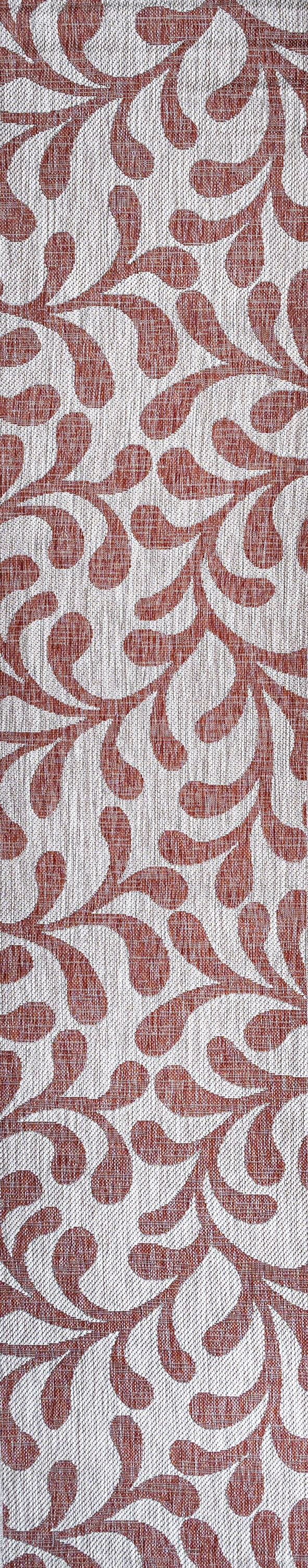 Red and Beige 2x8 Synthetic Indoor/Outdoor Runner Rug