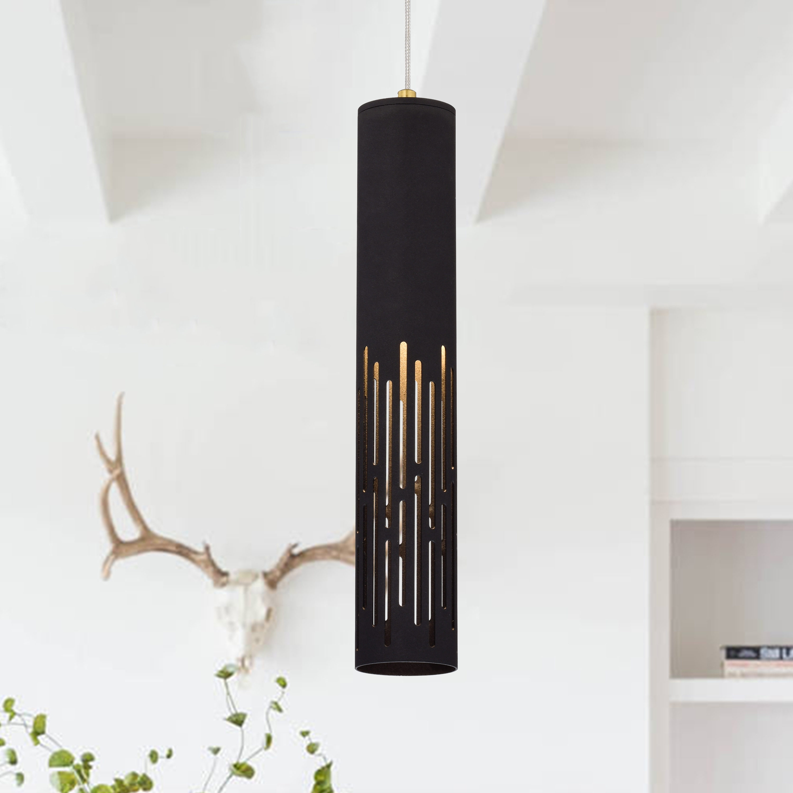 Matte Black Mini LED Cylinder Pendant Light