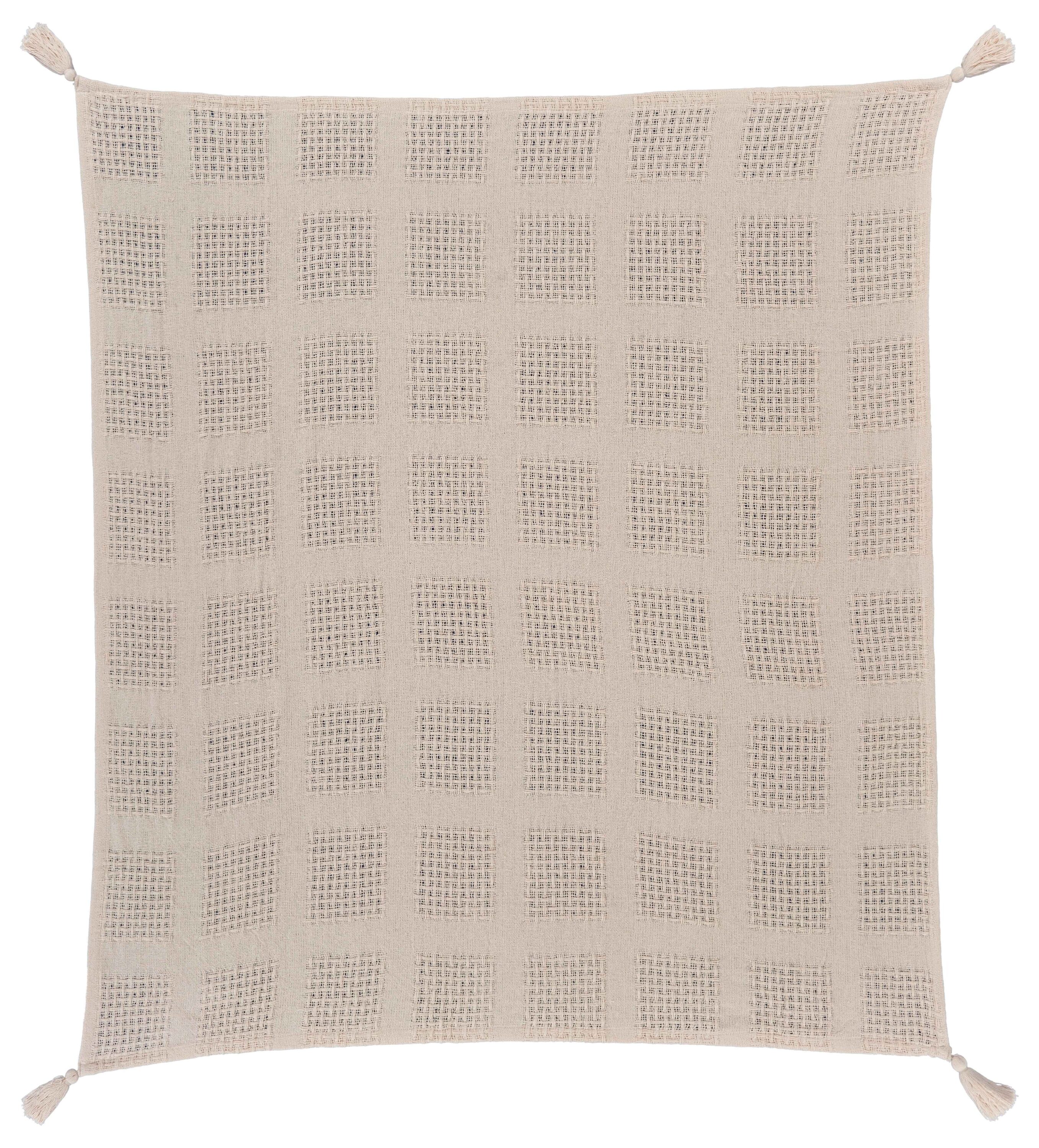Cozy Harbor Organic Cotton Reversible Throw Blanket, Cream, 50" x 60"