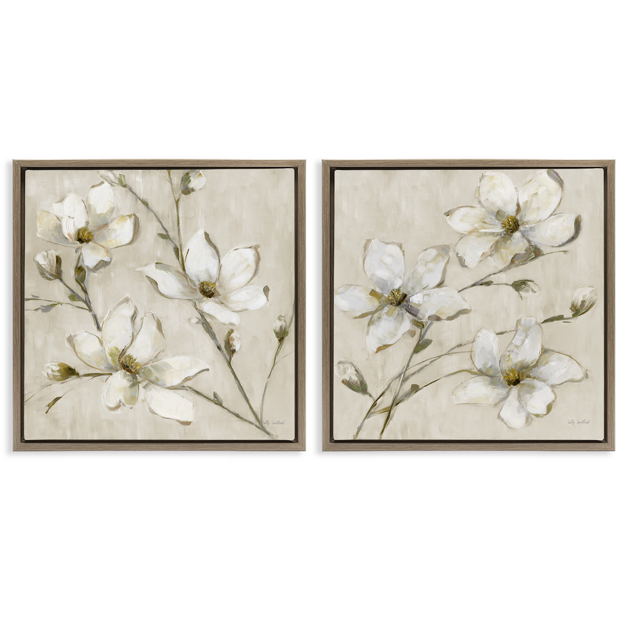 Stupell Industries B2-746-FFE-2PC-17X17 Outstretched Dogwood Branches 2 Piece Brown Framed Floater Canvas Set By Sally Swatland 18 x 18