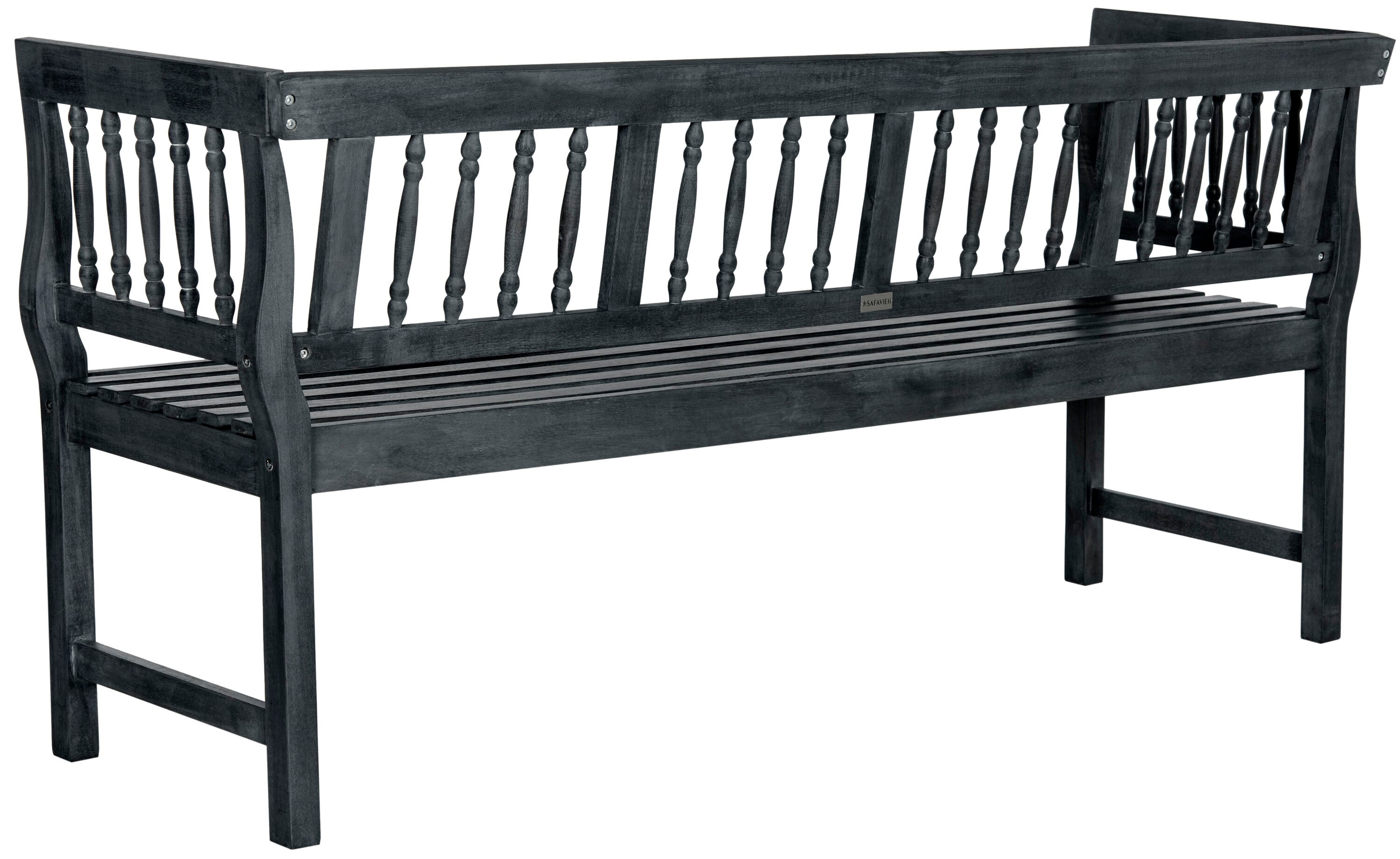 Safavieh PAT6732K Brentwood 68.1-in W x 31.5-in H Dark Slate Gray/Beige Acacia Traditional Bench