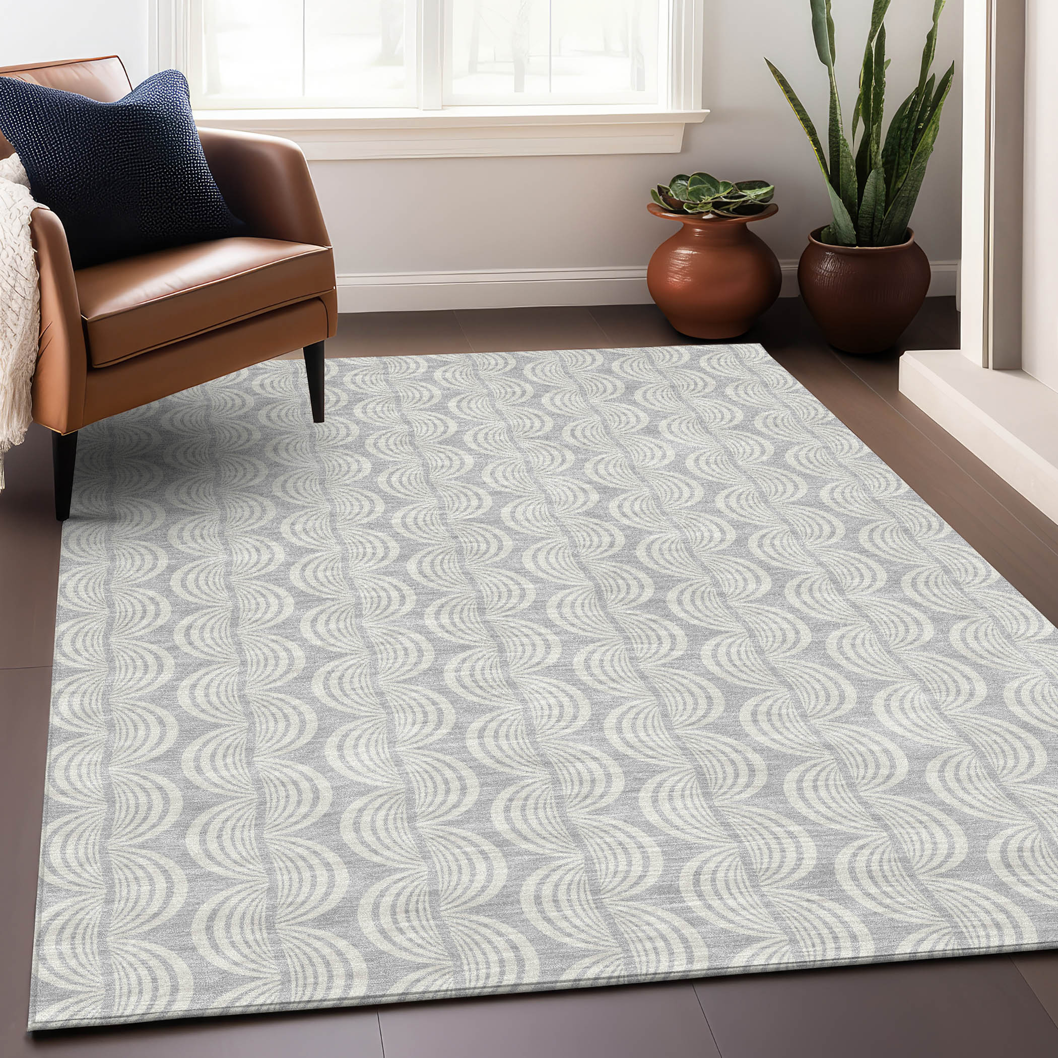 Addison Rugs ACN1056SV30X46 Chantille ACN1056SV 2 x 3 (ft) Polyester Silver Rectangular Indoor/Outdoor Geometric Machine washable Area rug