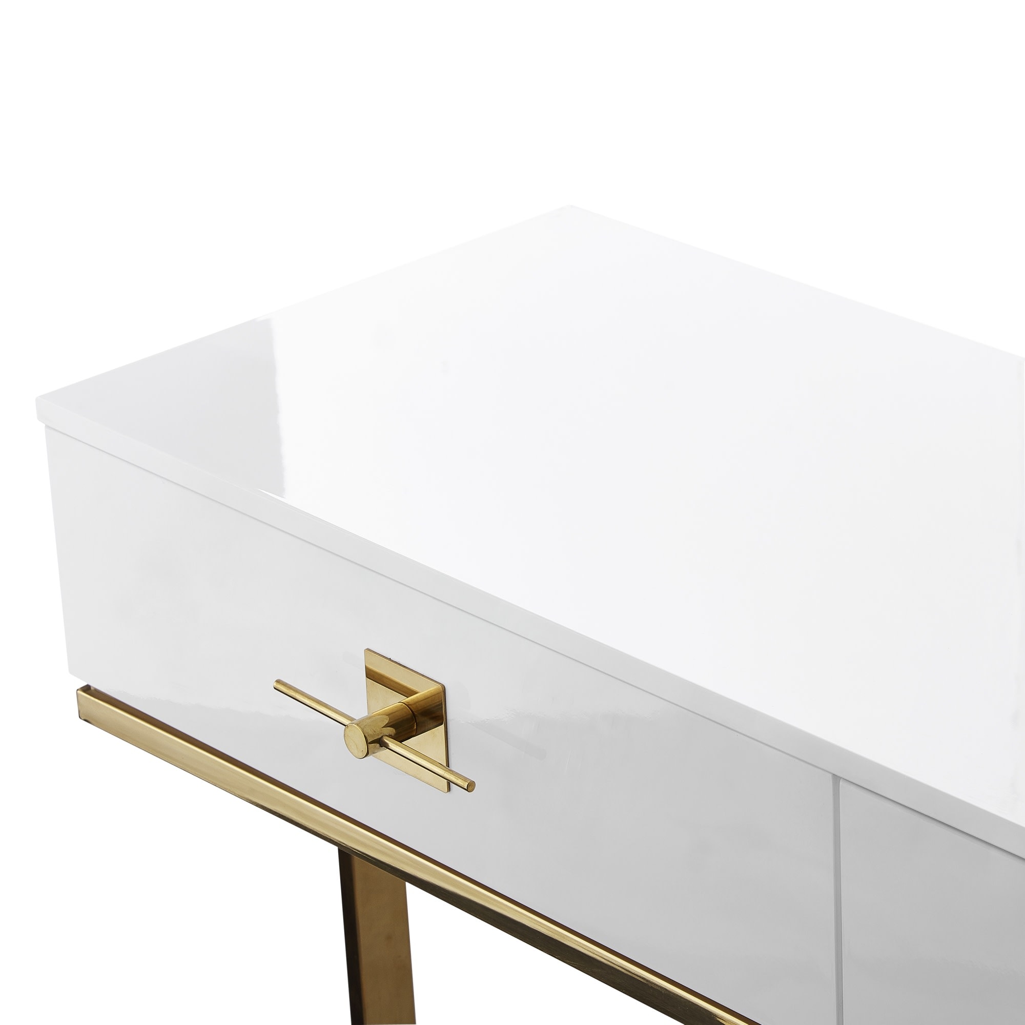 Nicole Miller Maui Glam White/Gold Console Table in the Console Tables ...