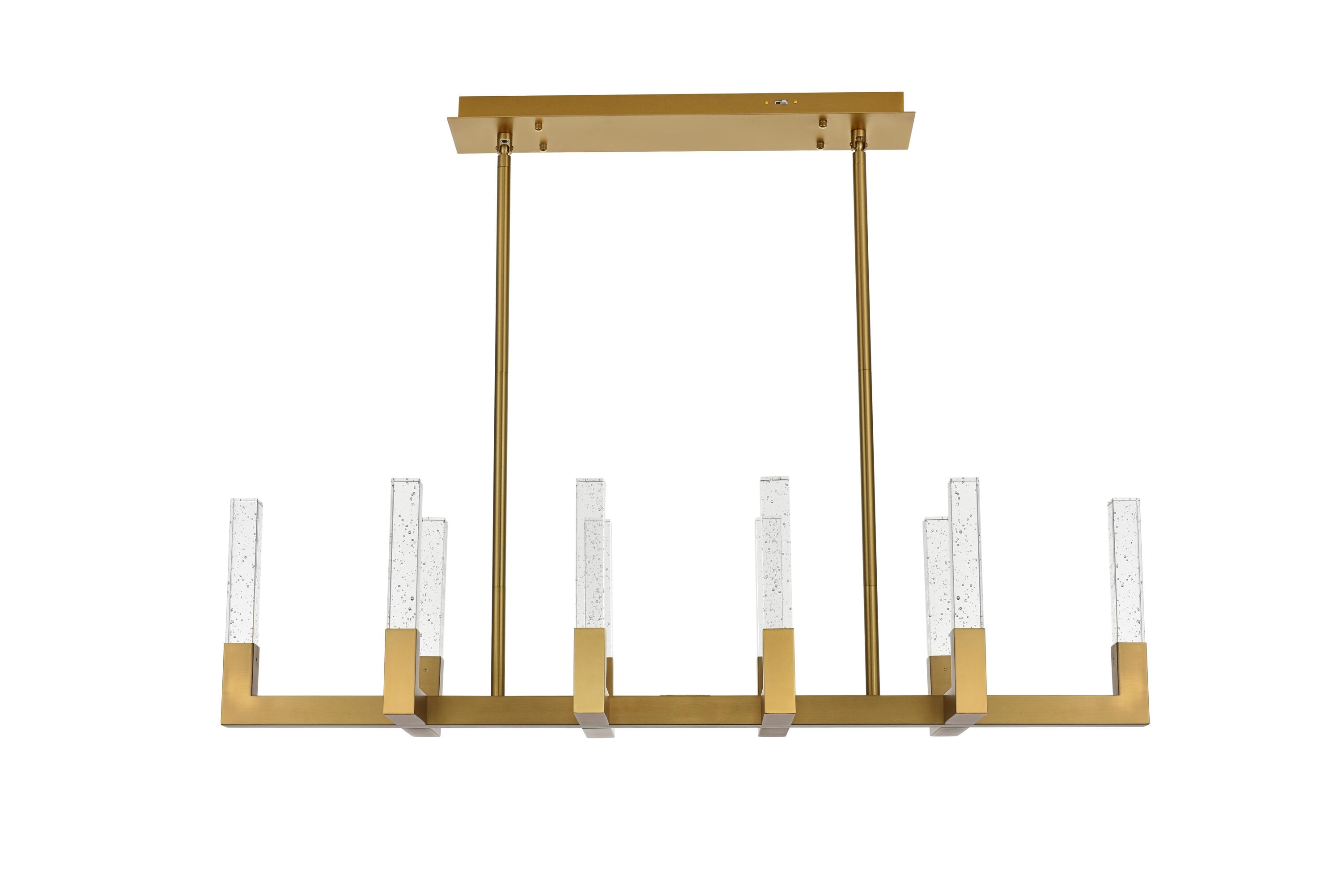 Noemi 51-Inch Satin Gold LED Crystal Island Pendant Light