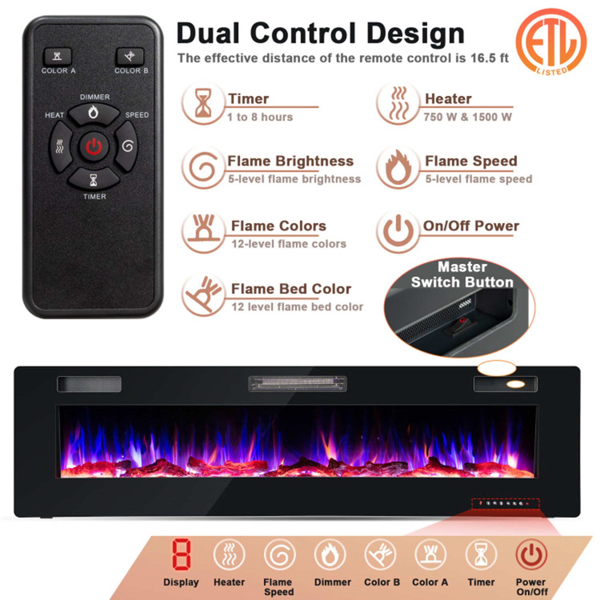 Clihome CL-ZHX-RFP-72 Electric-Fireplaces - View #4