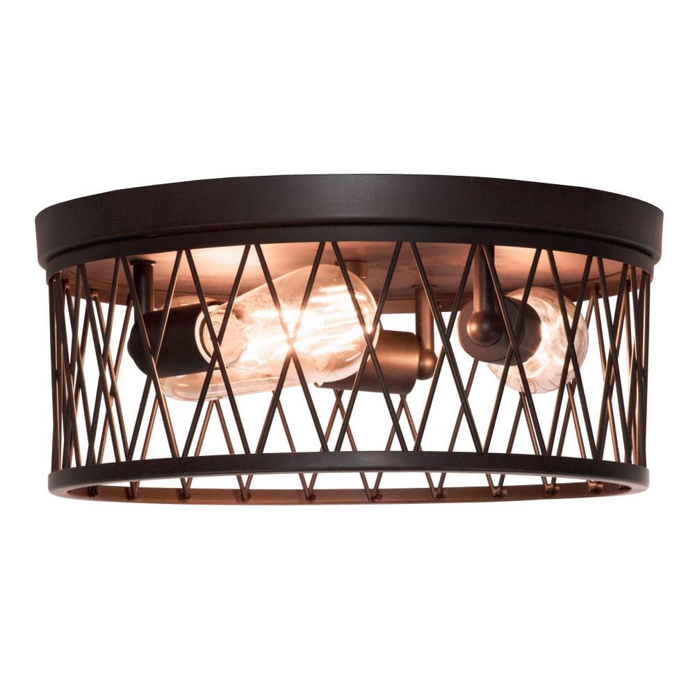 Arris Vintage Bronze 14.5" Drum Flush Mount Ceiling Light