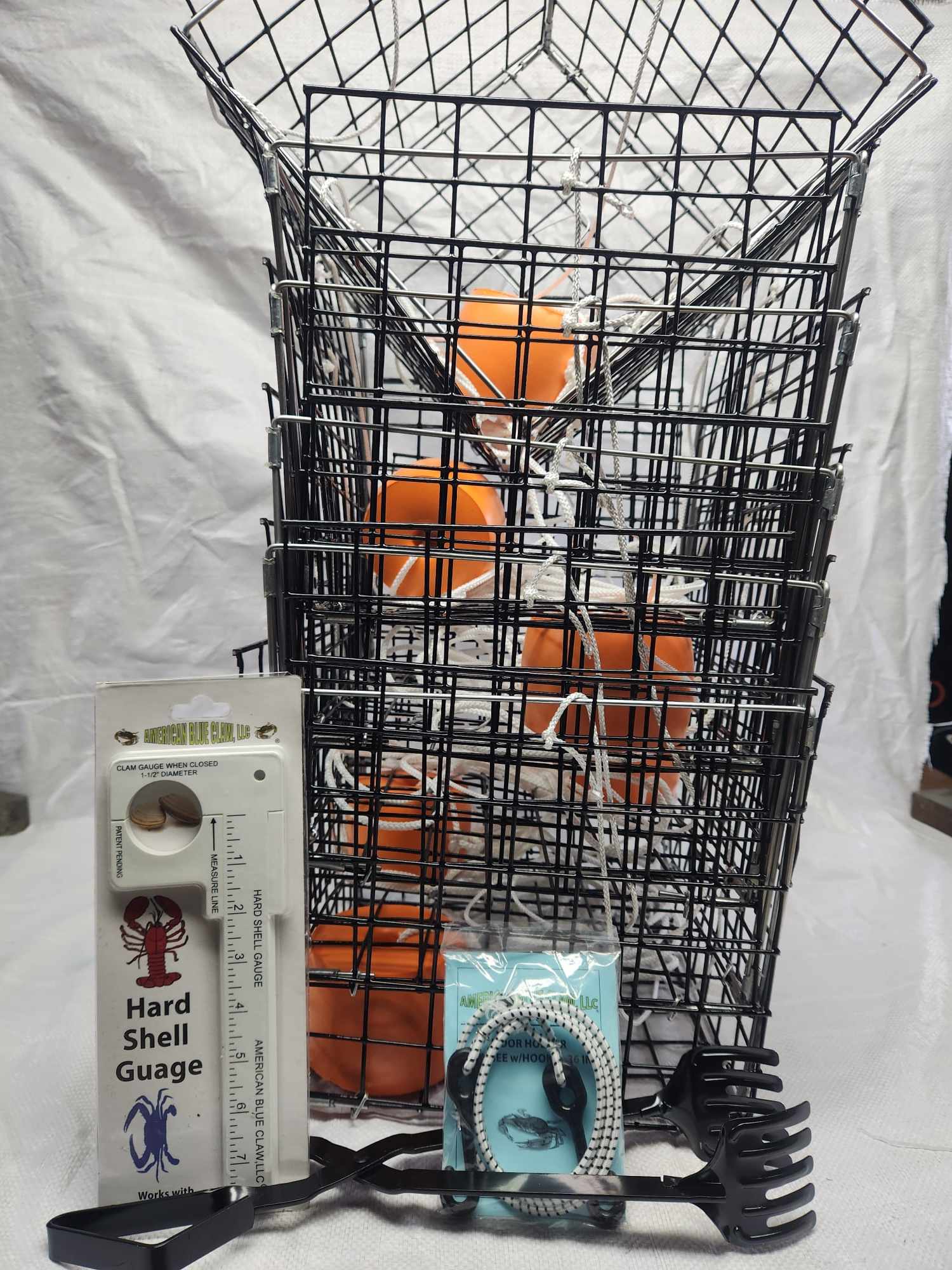 American Blue Claw Crabbing Equipment: 6 Topless Traps, Crab Tong