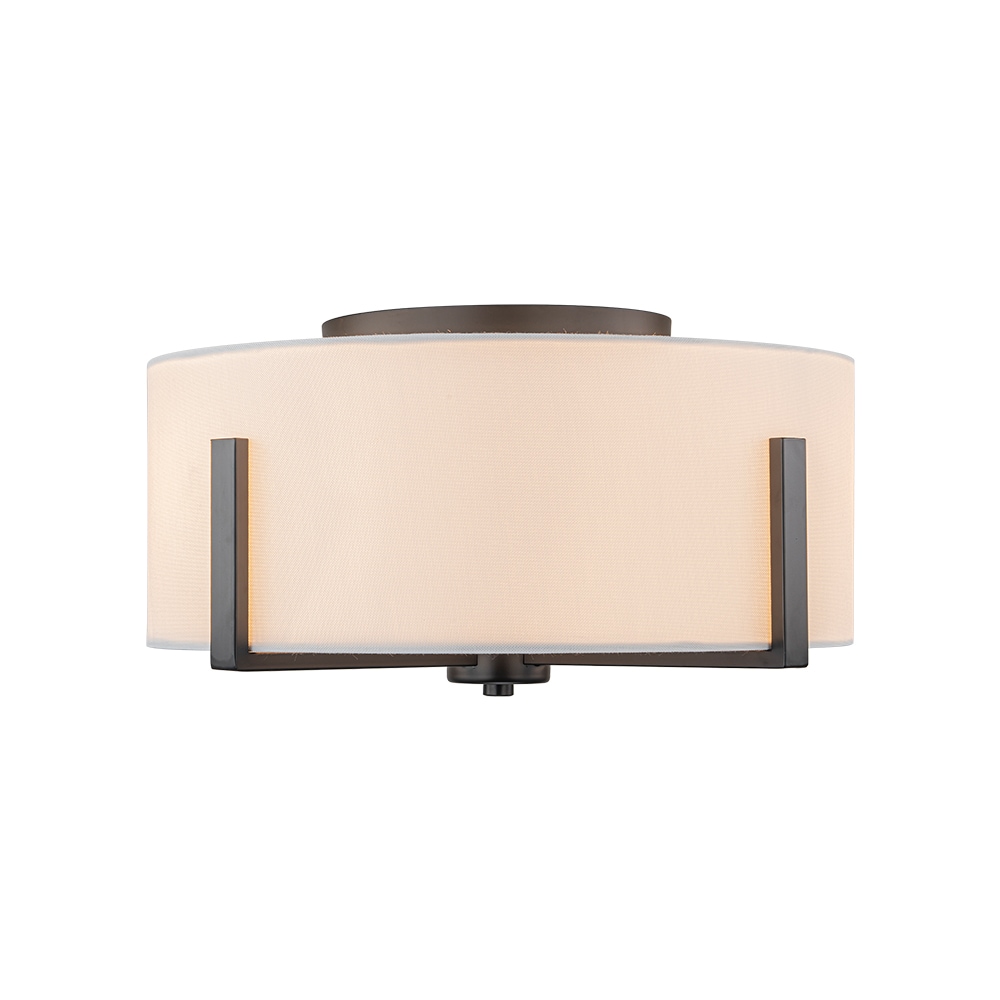 Wonderindoor 16.93-in Matte Black Indoor 2 -Light LED Flush Mount Light with Fabric Shade