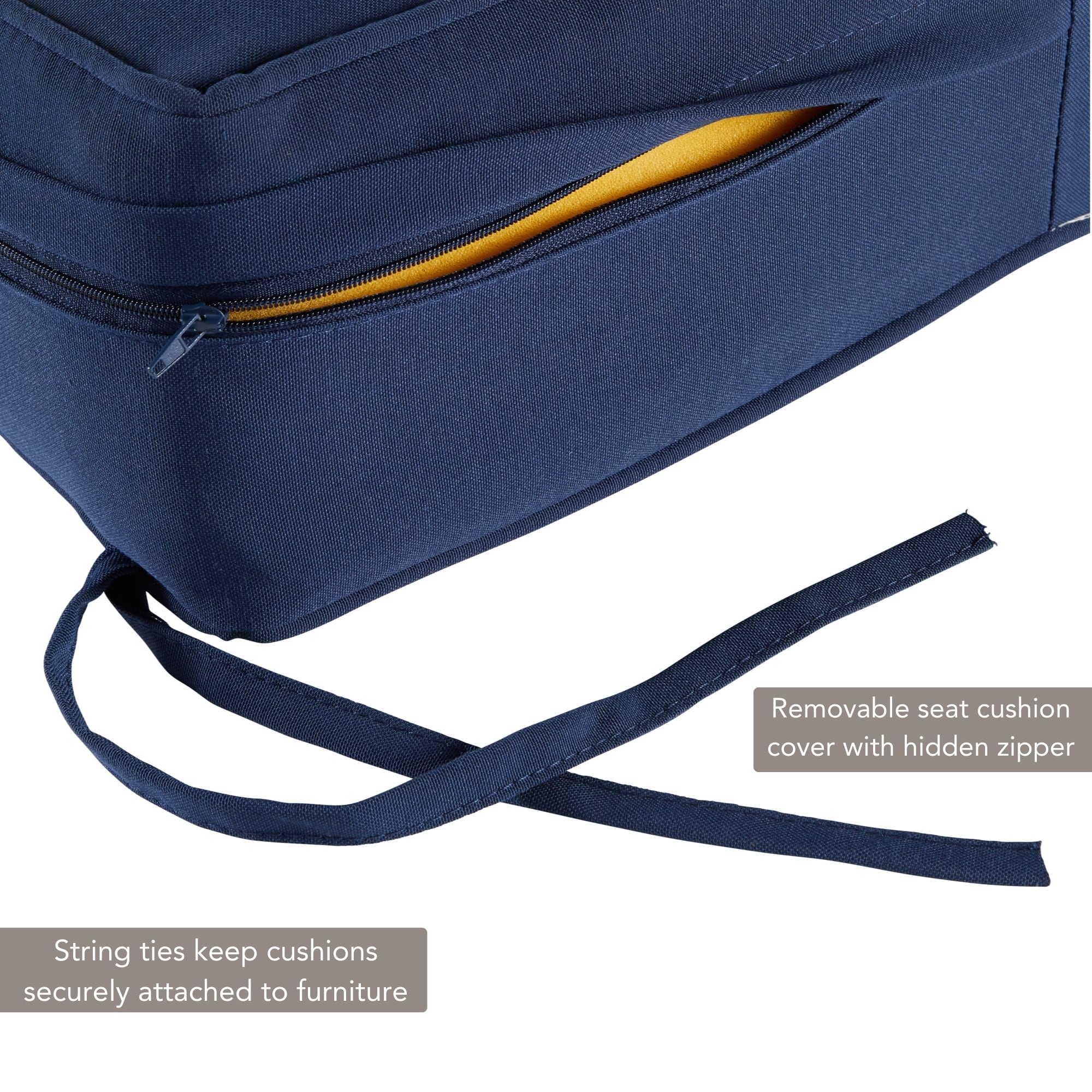 Navy Poly-Wrapped Outdoor Deep Seat Chair Cushion Set