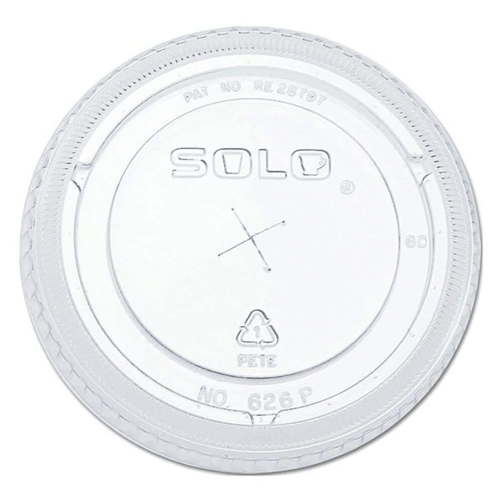 Solo PETE Flat Straw-Slot Cold Cup Lids Fits 16 oz to 24 oz Cold Cups Plastic Clear 100/Pack 10 Packs/Carton