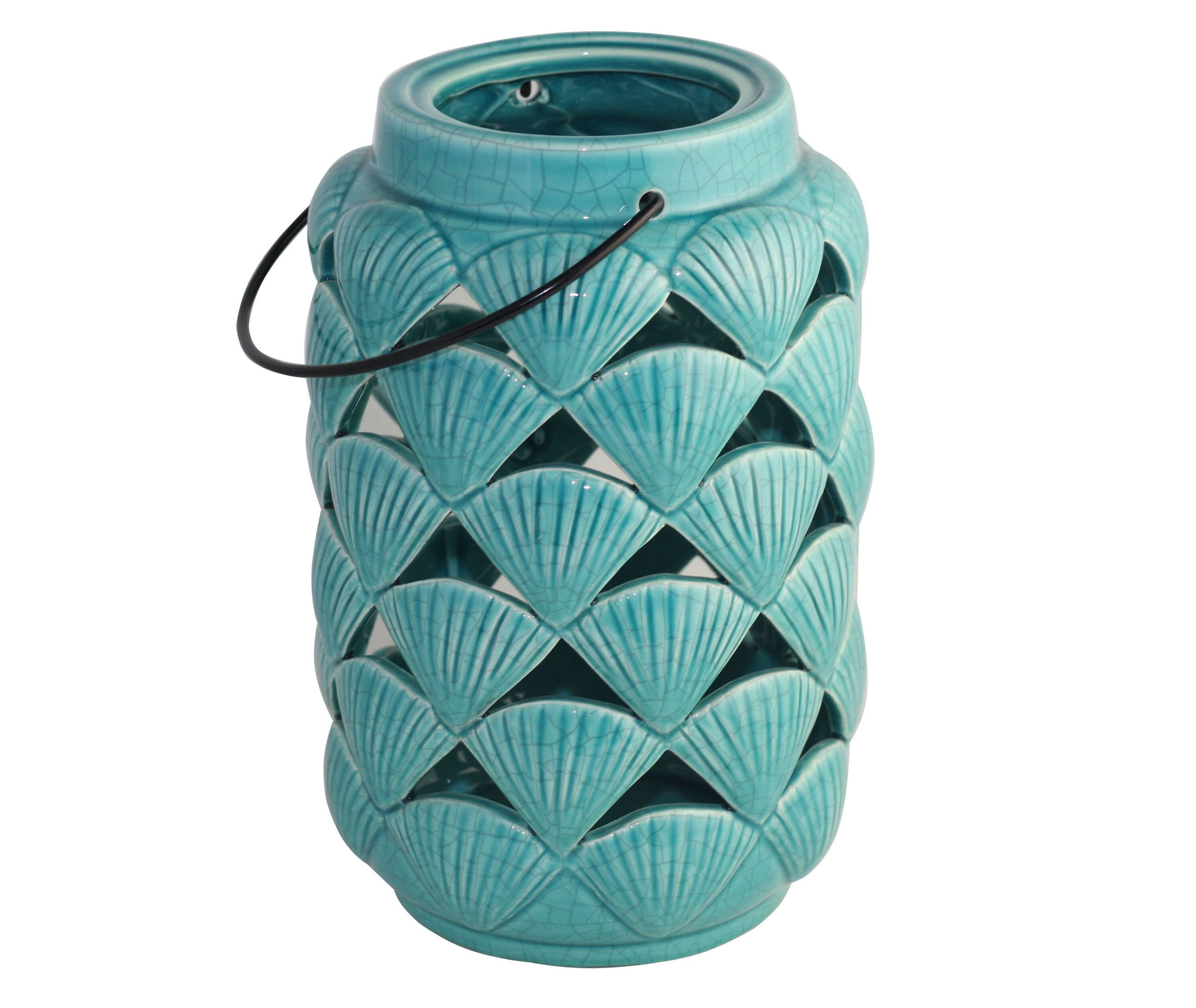 Ceramic Coastal Townhouse Lantern Blue 