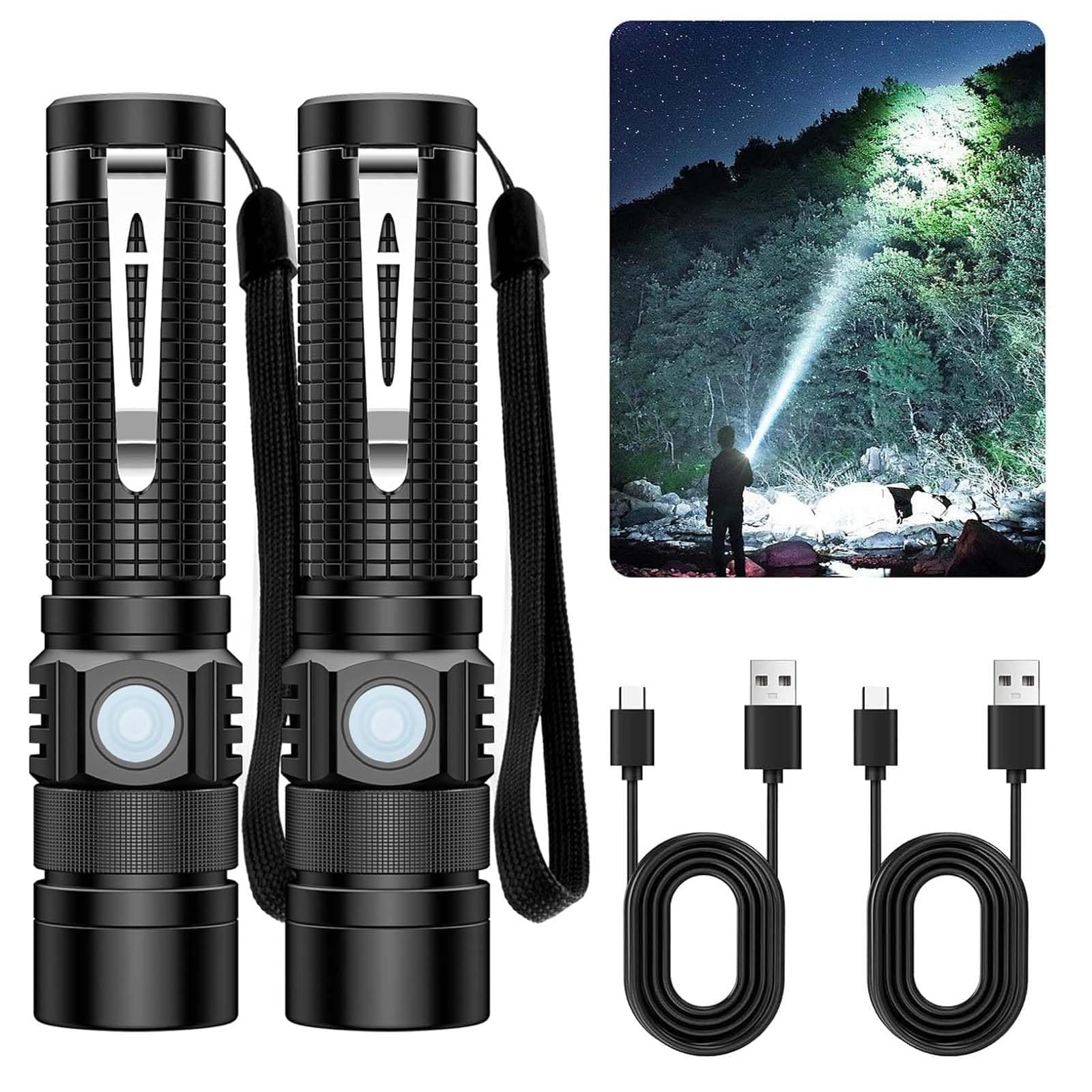 SenQWFa Pocket EDC Flashlight renewable power 4.9inch Super Bright Small LED Flashlight USB-C Fast Charging Waterproof Portable for Home Camping #LDC0821C237