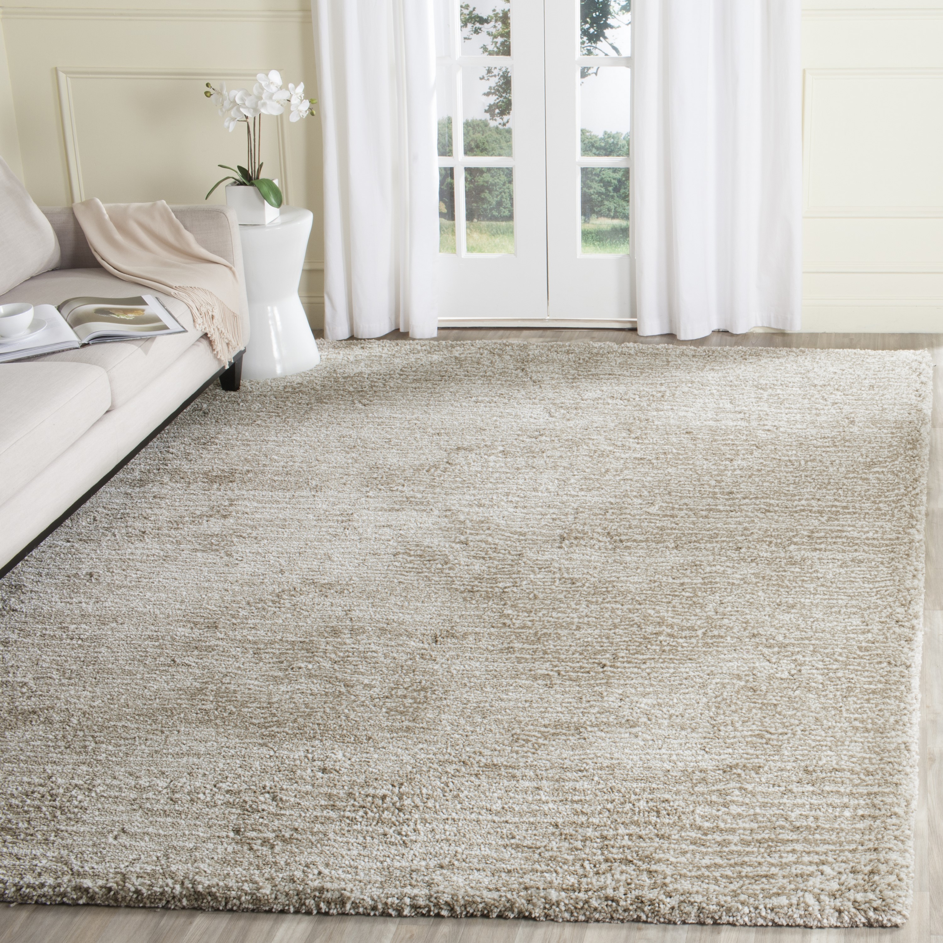 Safavieh Ultimate Shag 8 x 10 Sand/Ivory Indoor Solid Area Rug in the ...