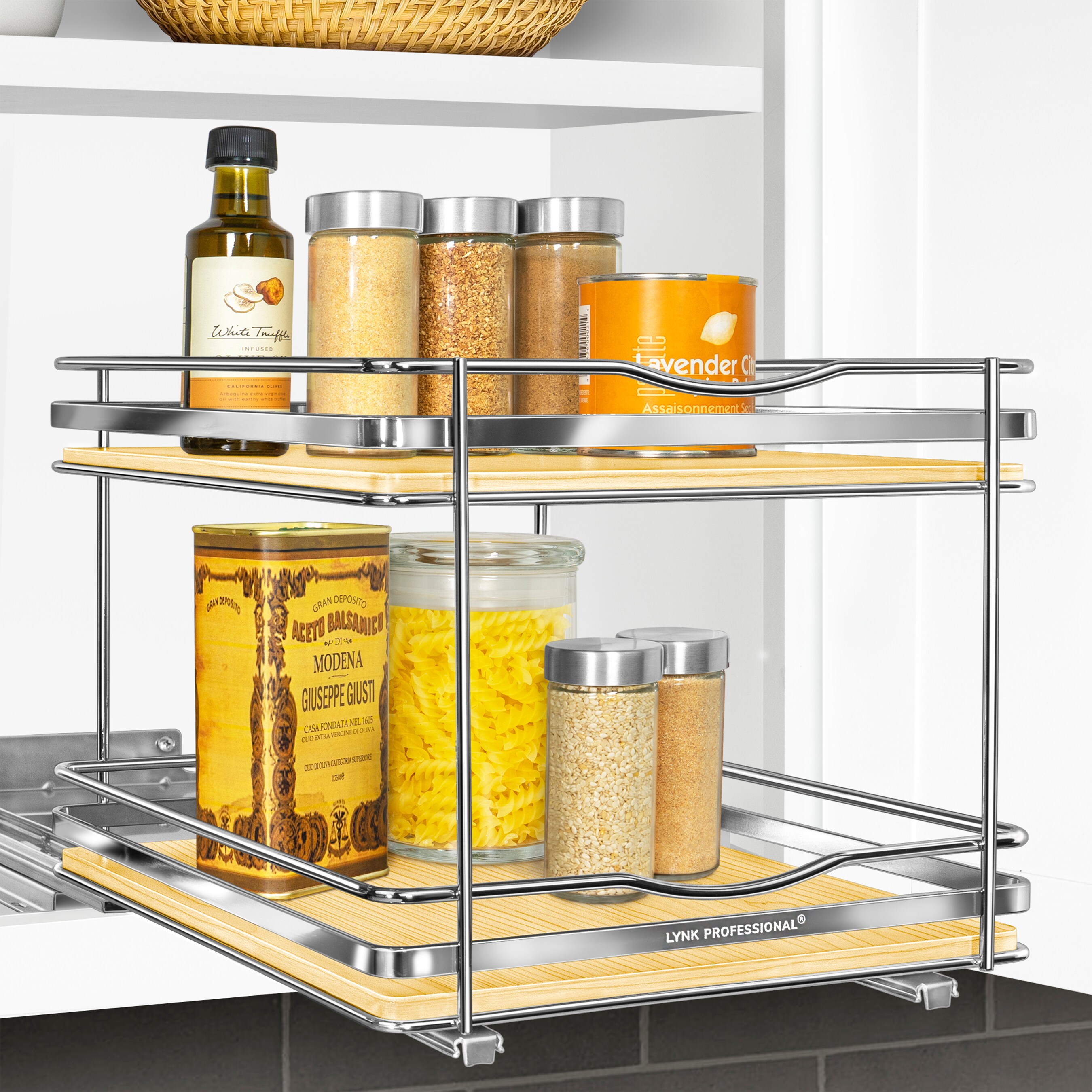 Lynk Professional 4.3-in W x 9.18-in H 2-Tier Cabinet-mount Metal Pull-out  Spice Rack in the Cabinet Organizers department at