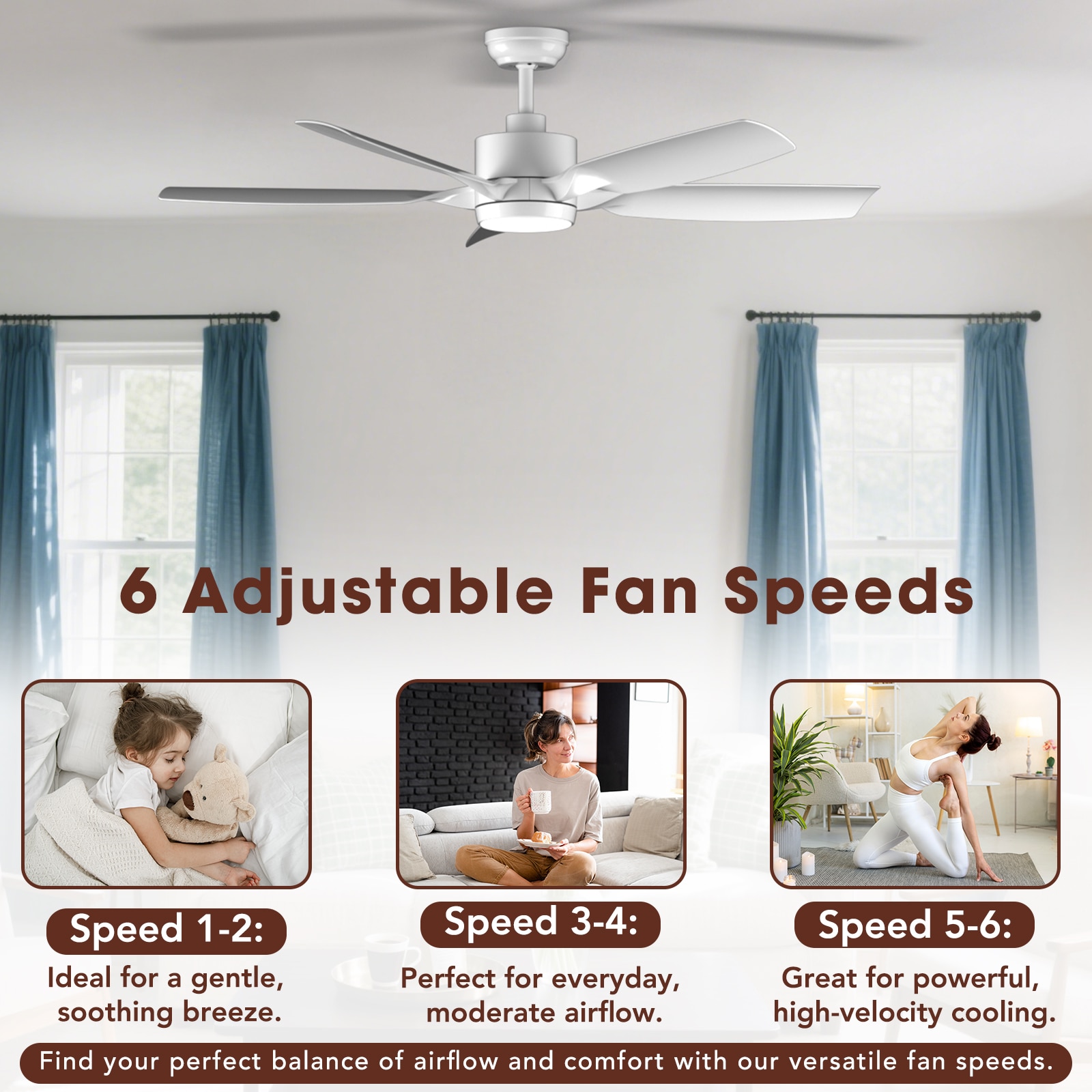 COWSAR LSCF-FL9267-WHITE Ceiling-Fans - View #5