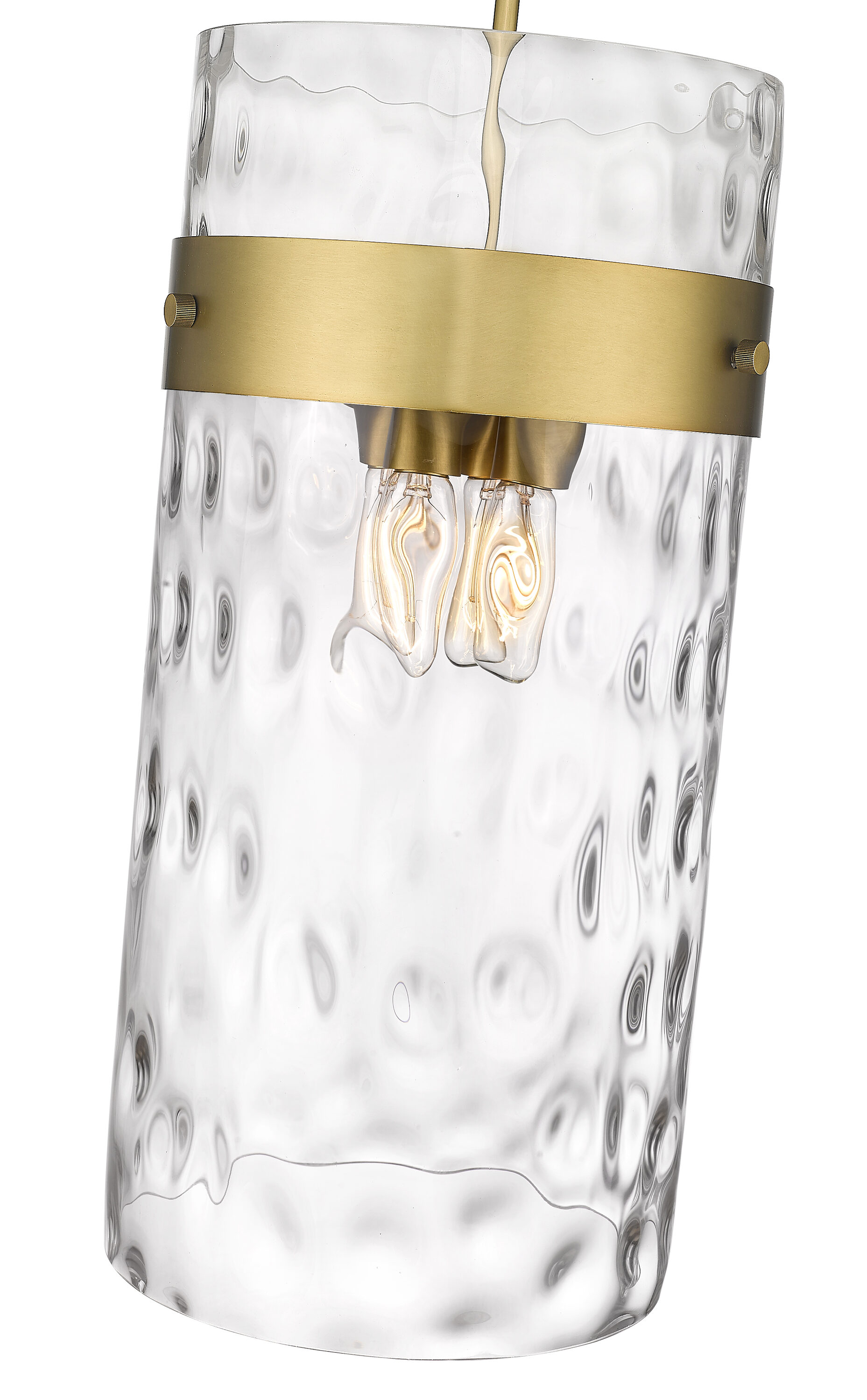 Fontaine Transitional Indoor/Outdoor Rubbed Brass and Glass Pendant
