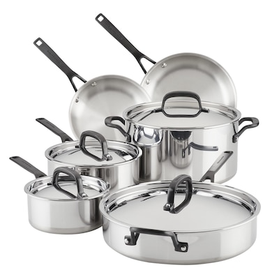 ifølge strand Vejhus KitchenAid 5-Ply Clad Cookware Set 10 PC 15-in Aluminum Cookware Set with  Lid(s) Included in the Cooking Pans & Skillets department at Lowes.com