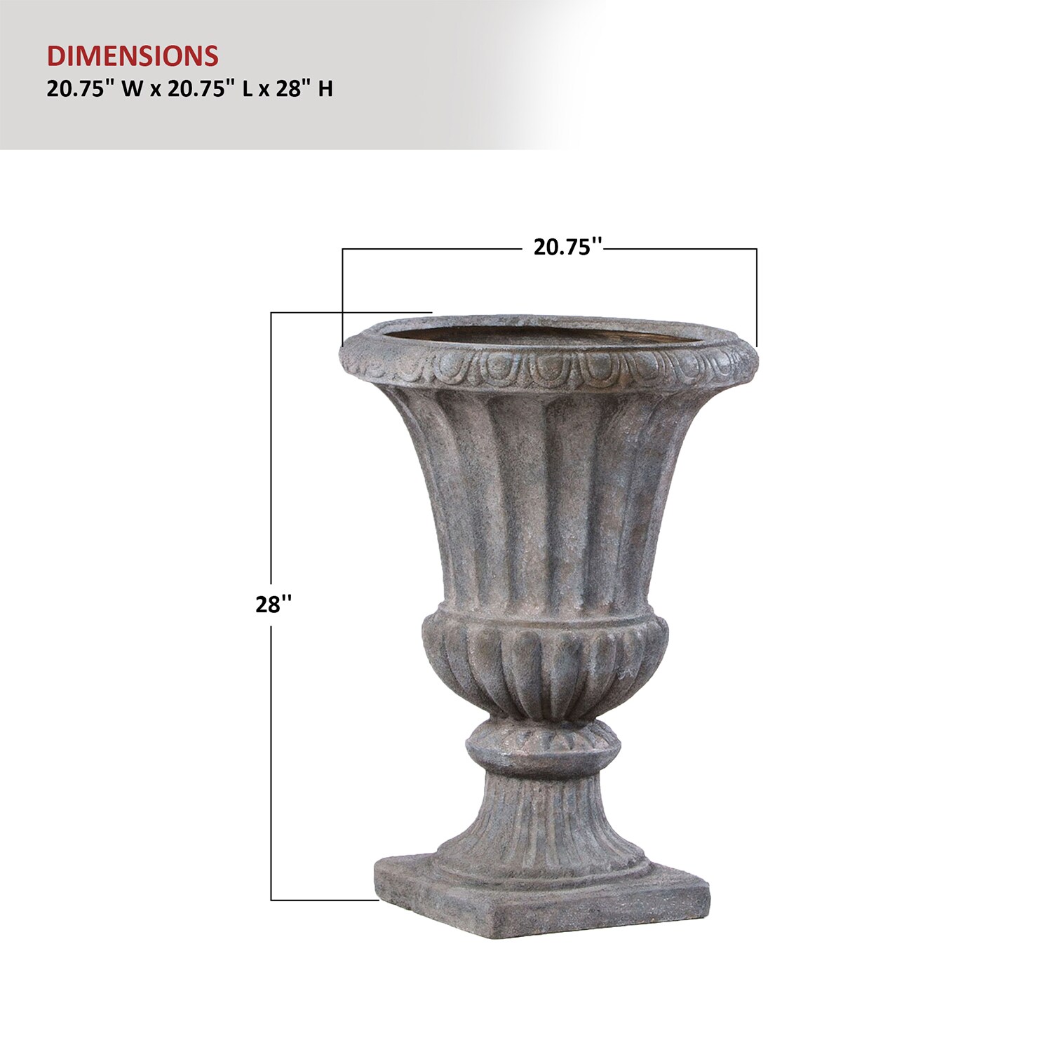 Alfresco Home Urn 20.75-in W x 28-in H Gray Stone Contemporary/Modern ...