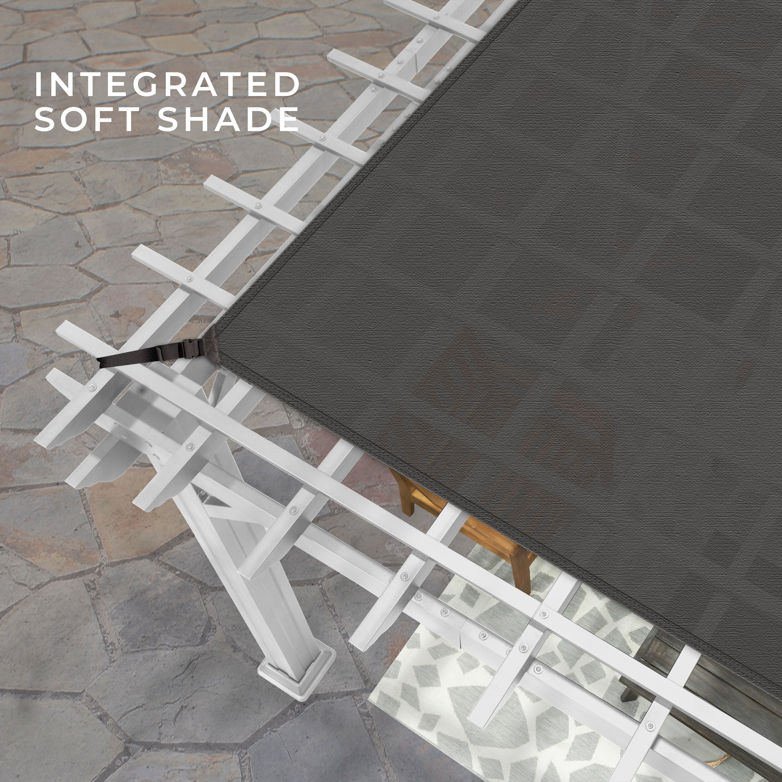 Hawthorne 14x12 White Galvanized Steel Pergola with Canopy