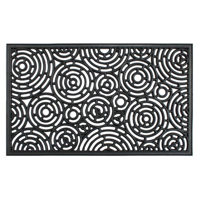 Zig Zag Circle Patterns Rubber Doormat 11/2 x 21/2 Natural Indoor/Outdoor Geometric Area Rug