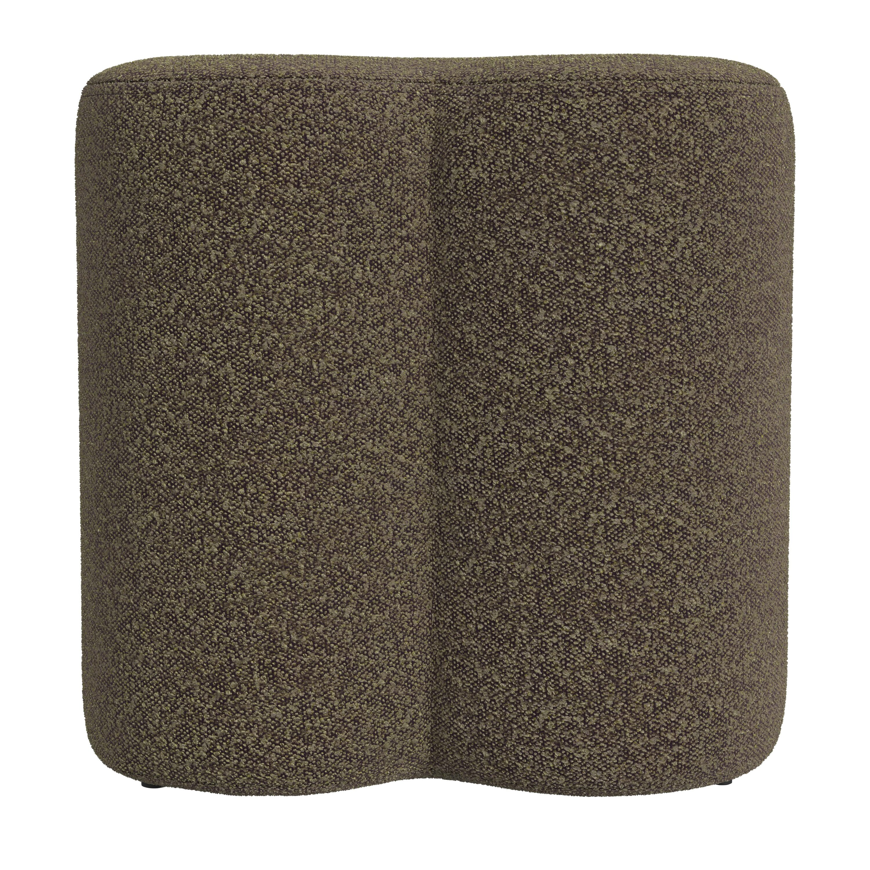 Dark Brown Boucle Square Accent Ottoman with Foam Frame