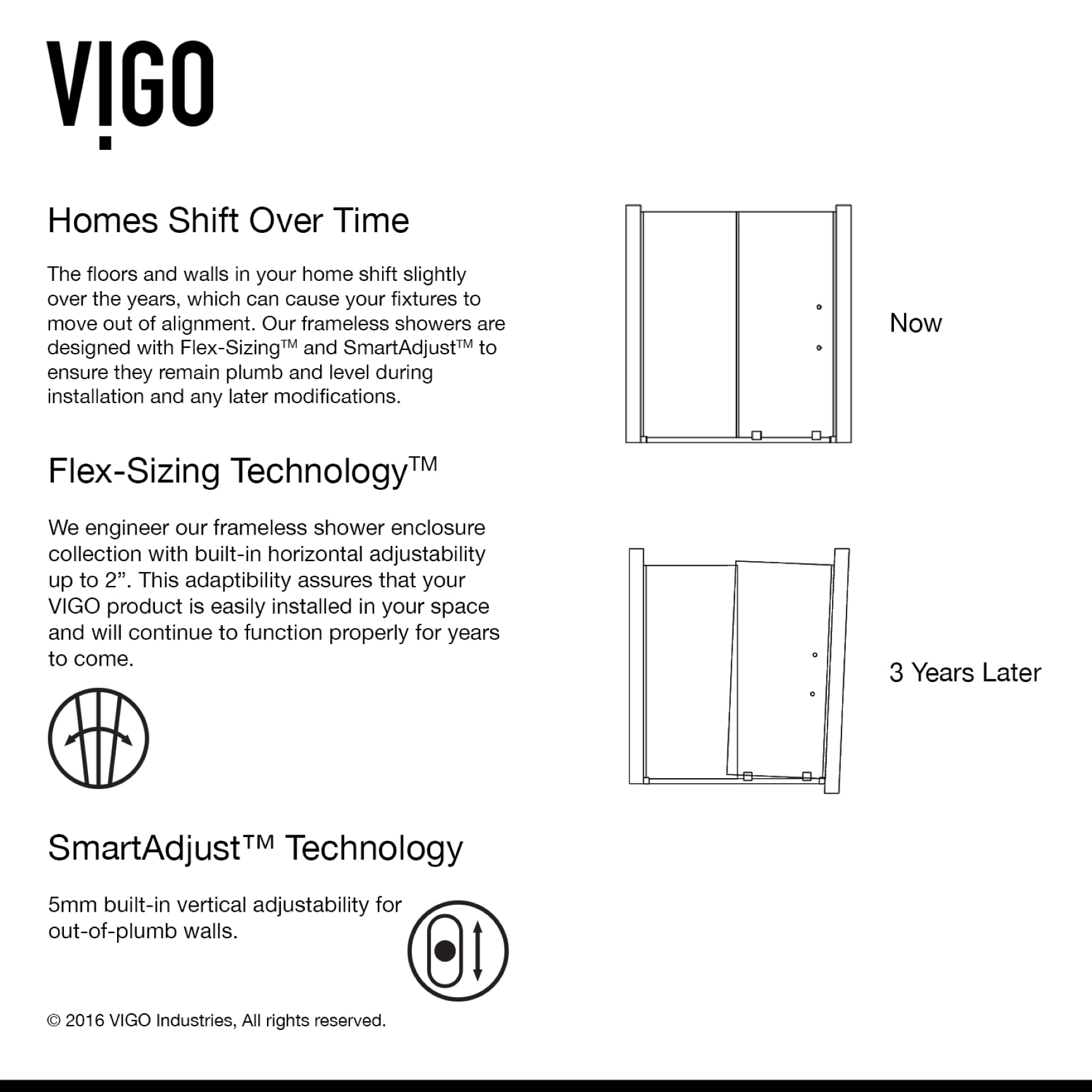 VIGO Ryland Chrome 62-in to 64-in x 73-in Frameless Sliding Shower Door ...