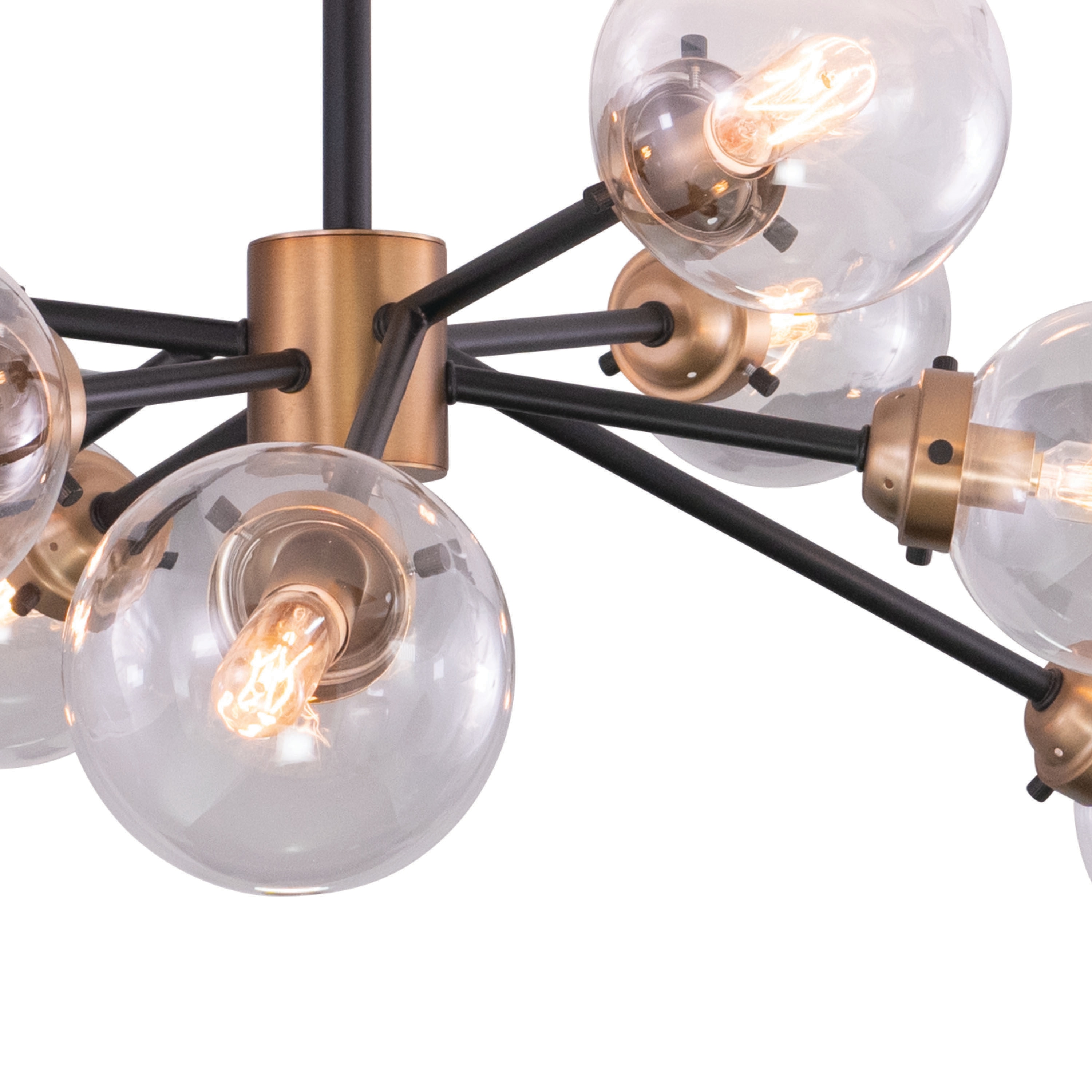 Mid-Century Orbit 32" Globe Semi-Flush Ceiling Light in Bronze & Brass
