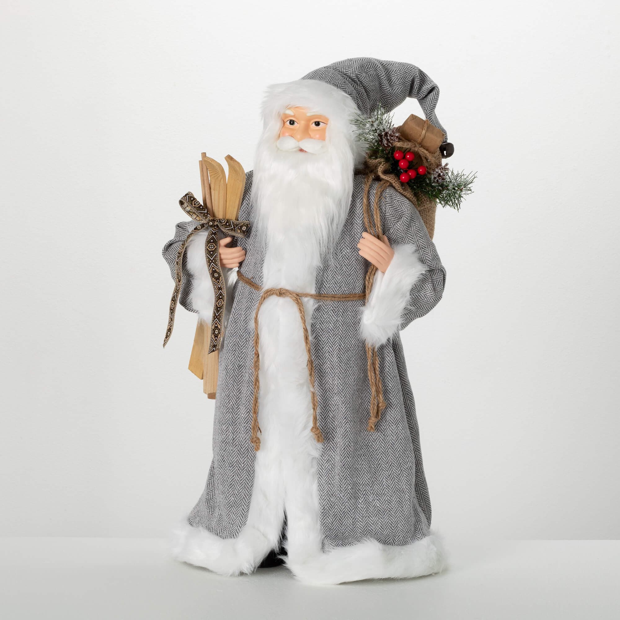 Sullivans PN4165 24-Inches Cabin Christmas Tabletop Decoration Santa Christmas Decor