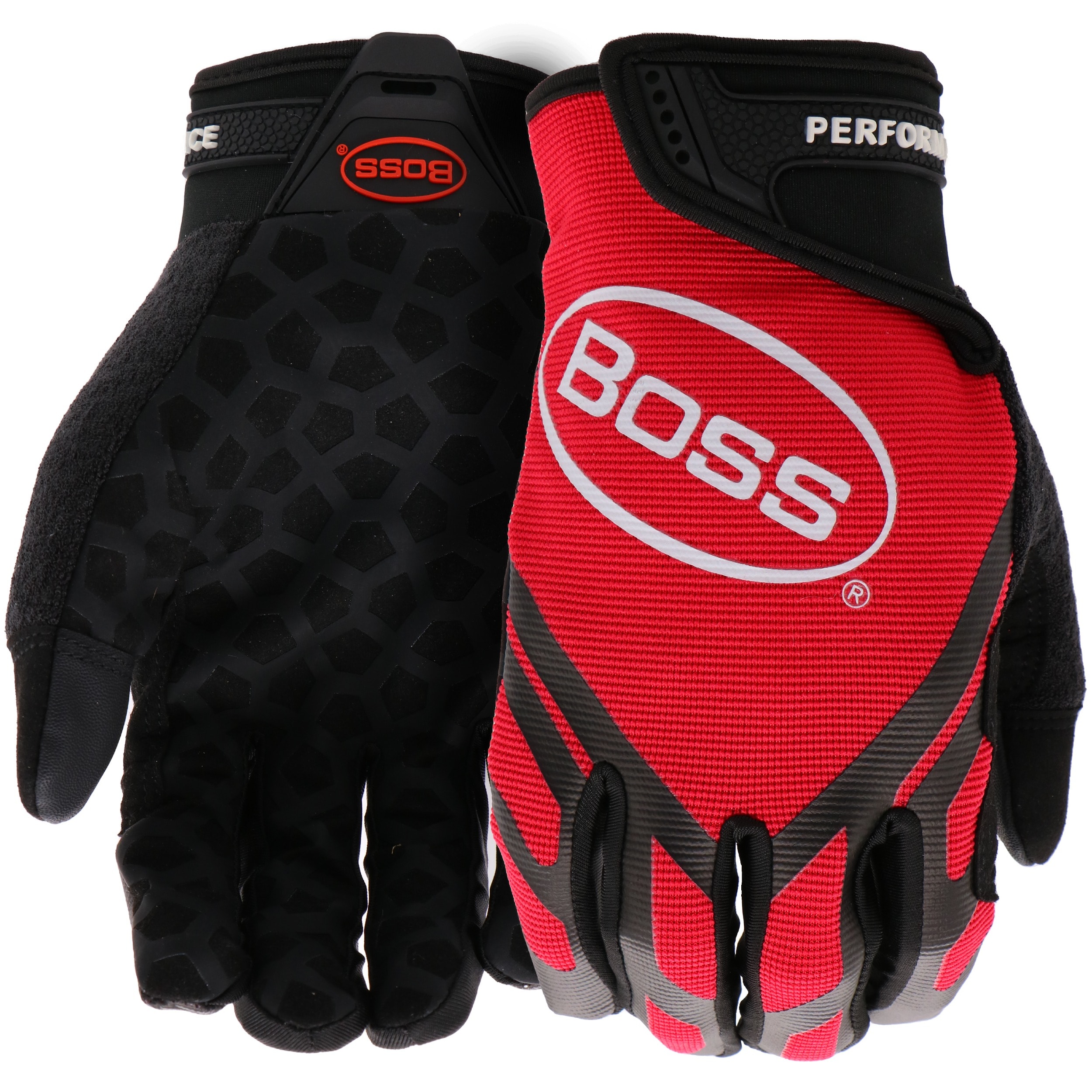 Boss Large Red Polyester Gloves, (1-Pair) in the Work Gloves 