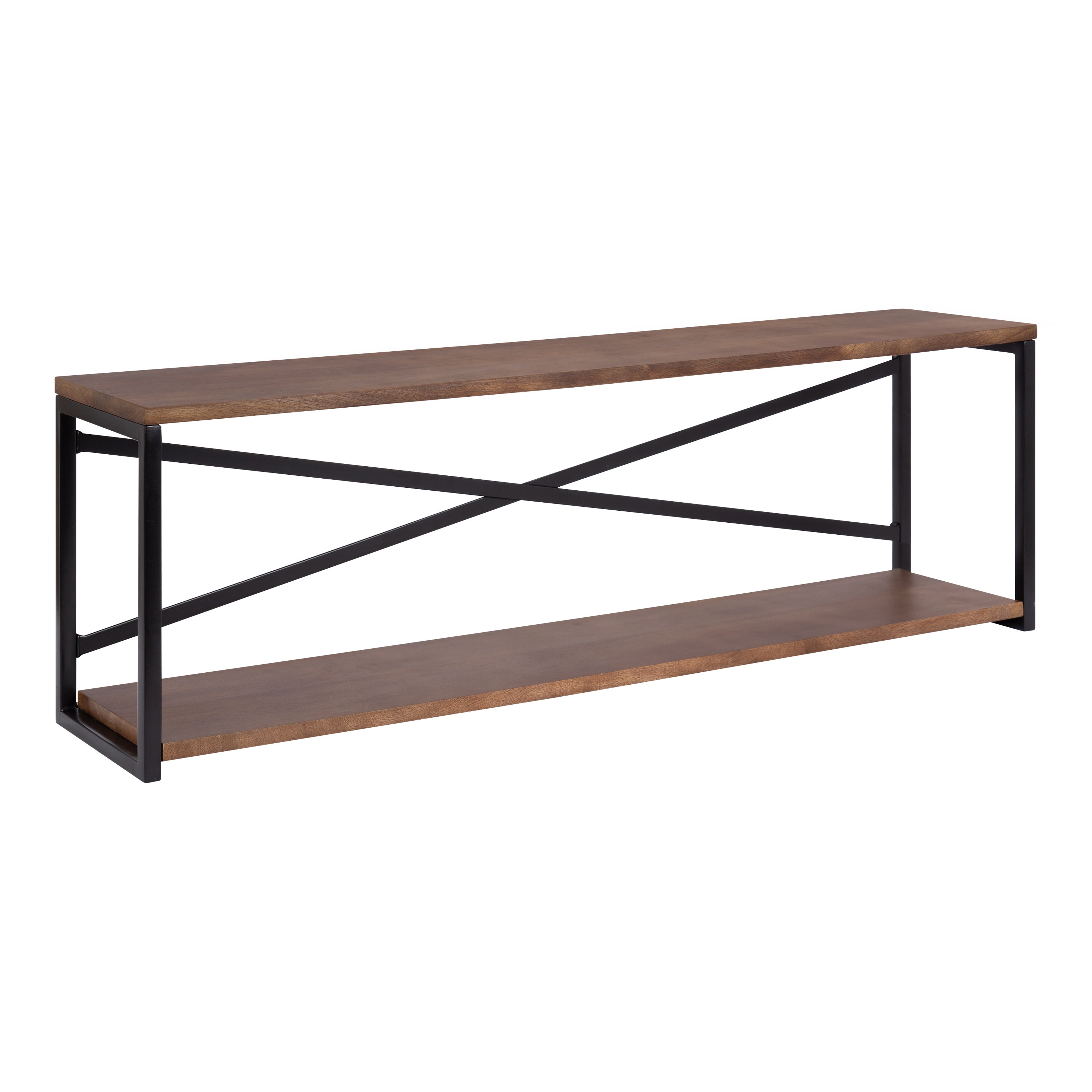 Kate and Laurel 223483 36.00-in L x 8.00-in D x 12.00-in H Brown/Black Wood Rectangular Floating shelf 2 Decorative Shelves