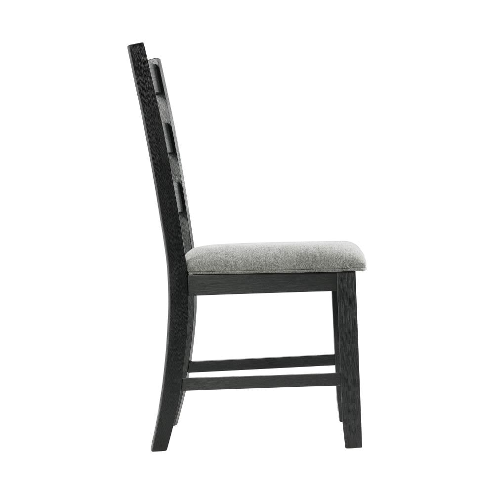Gray and Black Drop Leaf Dining Table Set with Upholstered Chairs