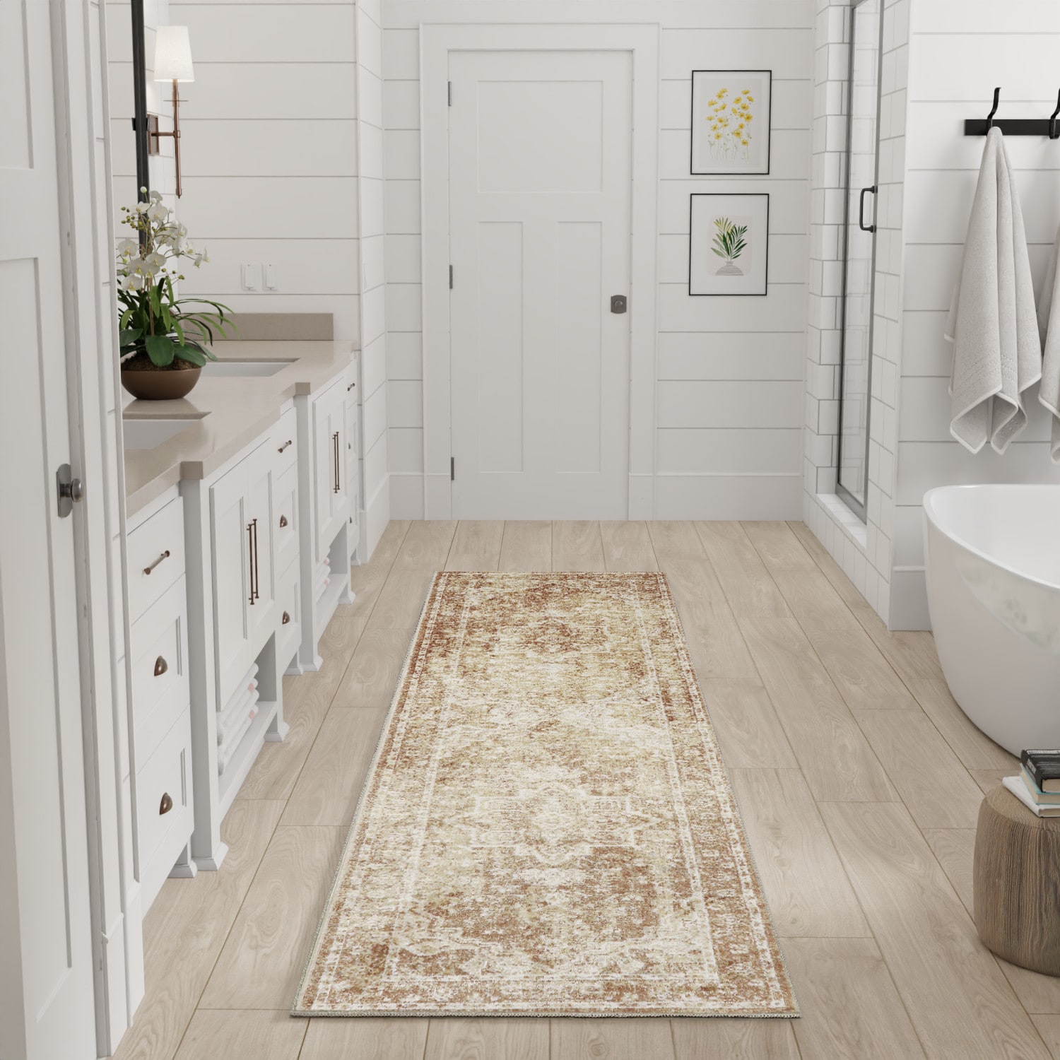 Nourison Home 841491133668 2 x 8 (ft) Loomed Polyester Rust Rectangular Indoor Distressed/Overdyed Bohemian/Eclectic Area rug